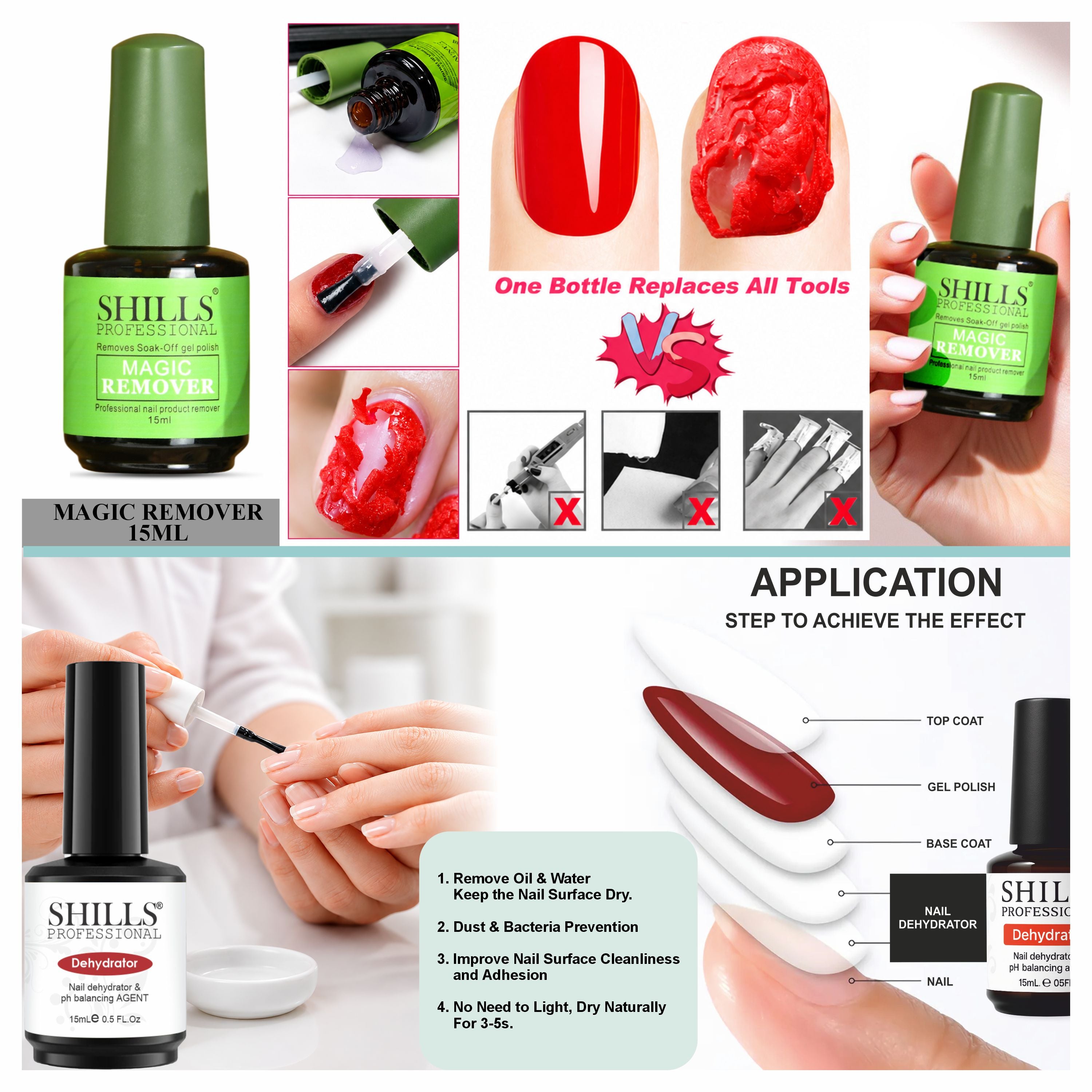 Nail Prep Kit with Dehydrator Primer Cuticle Oil & 401 Glue