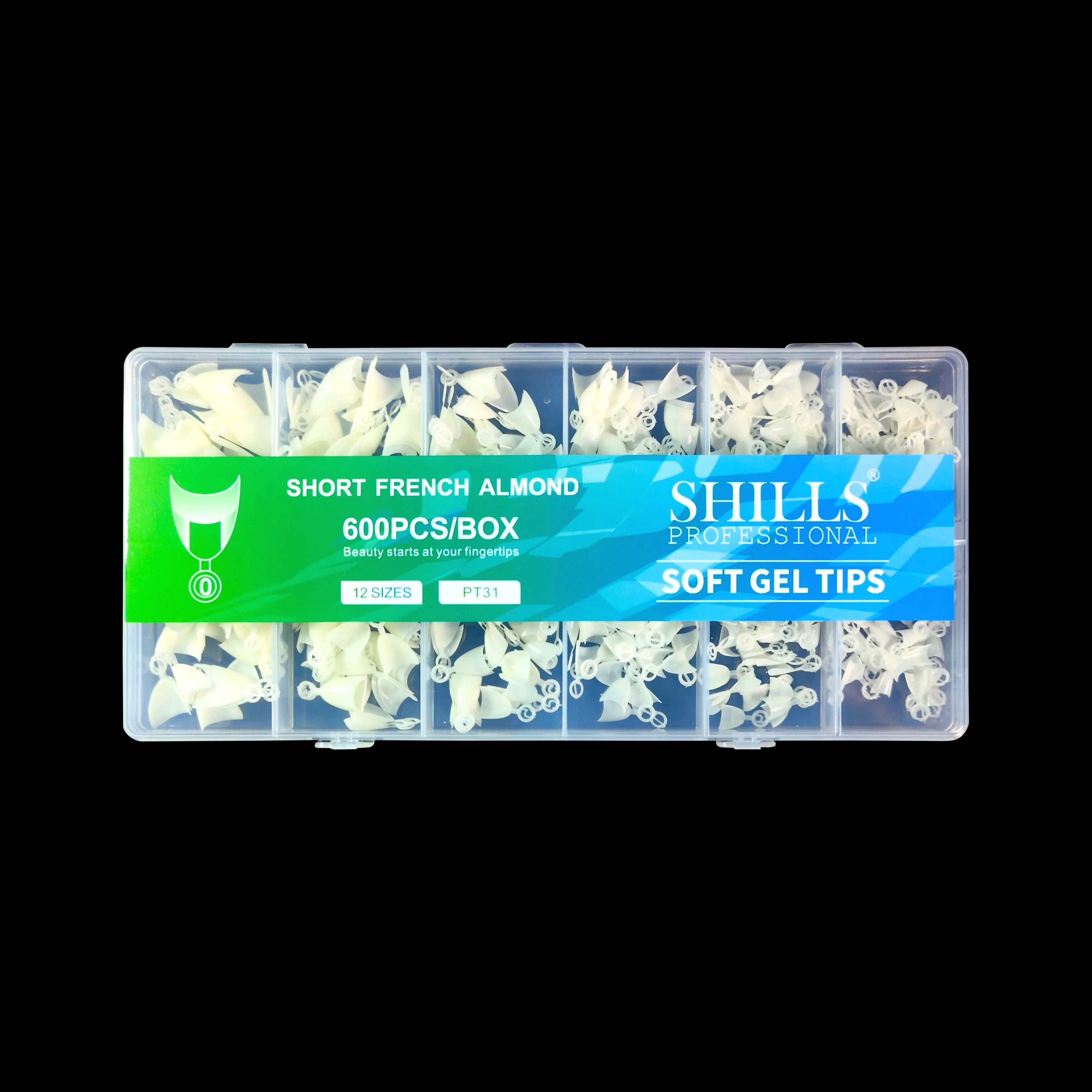 Short French Almond Soft Gel Tips – 600pcs NATURAL