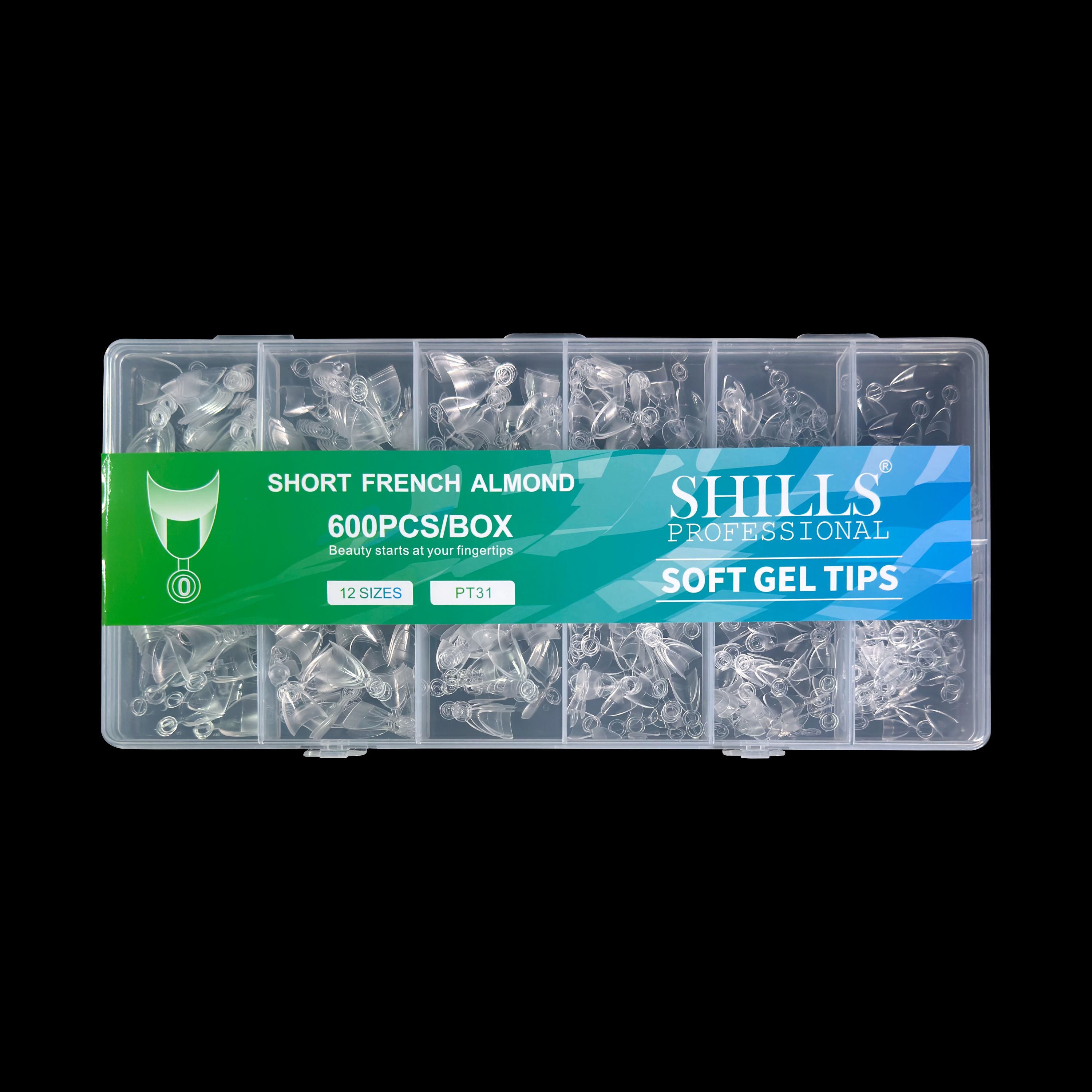 Short French Almond Soft Gel Tips – 600pcs CLEAR