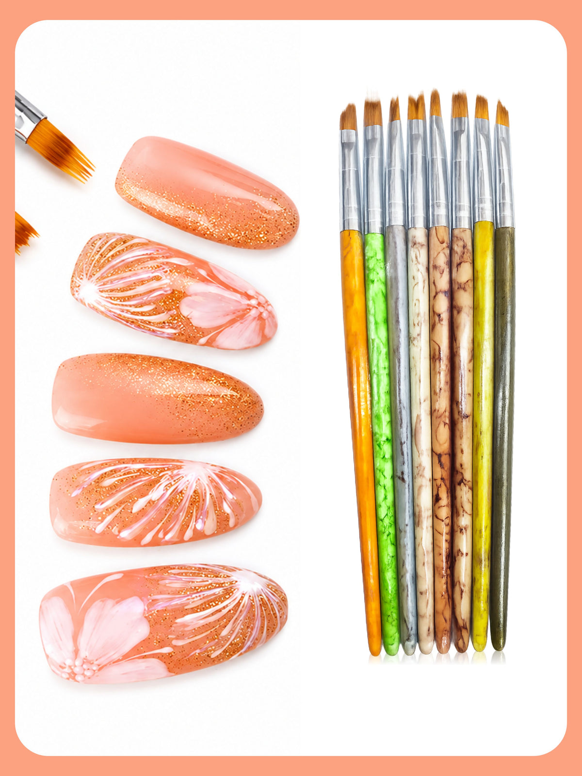 Marble Ombre Brush Set 8Pcs- NB-06 MLT