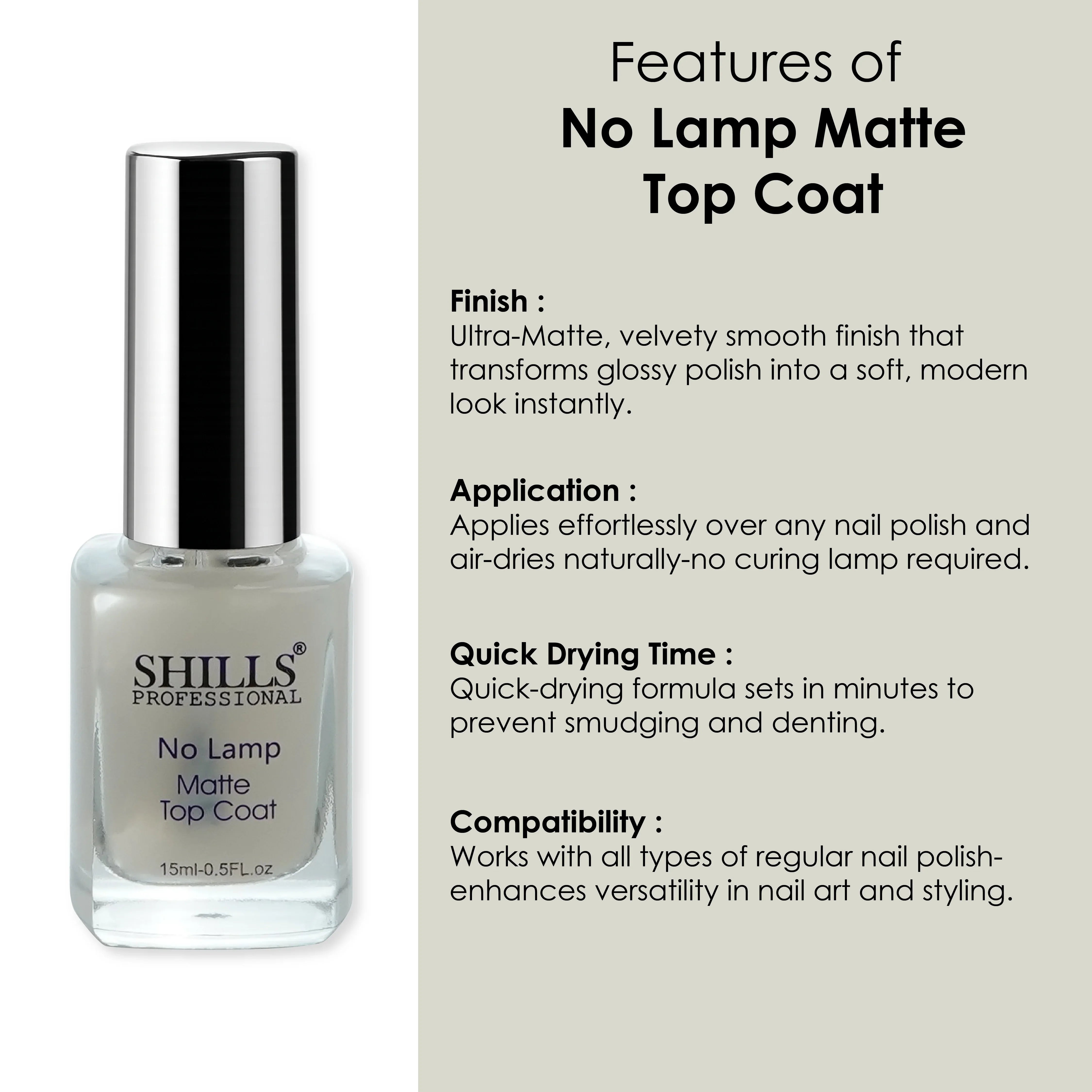 No Lamp Matte Top Coat - Shills Professional