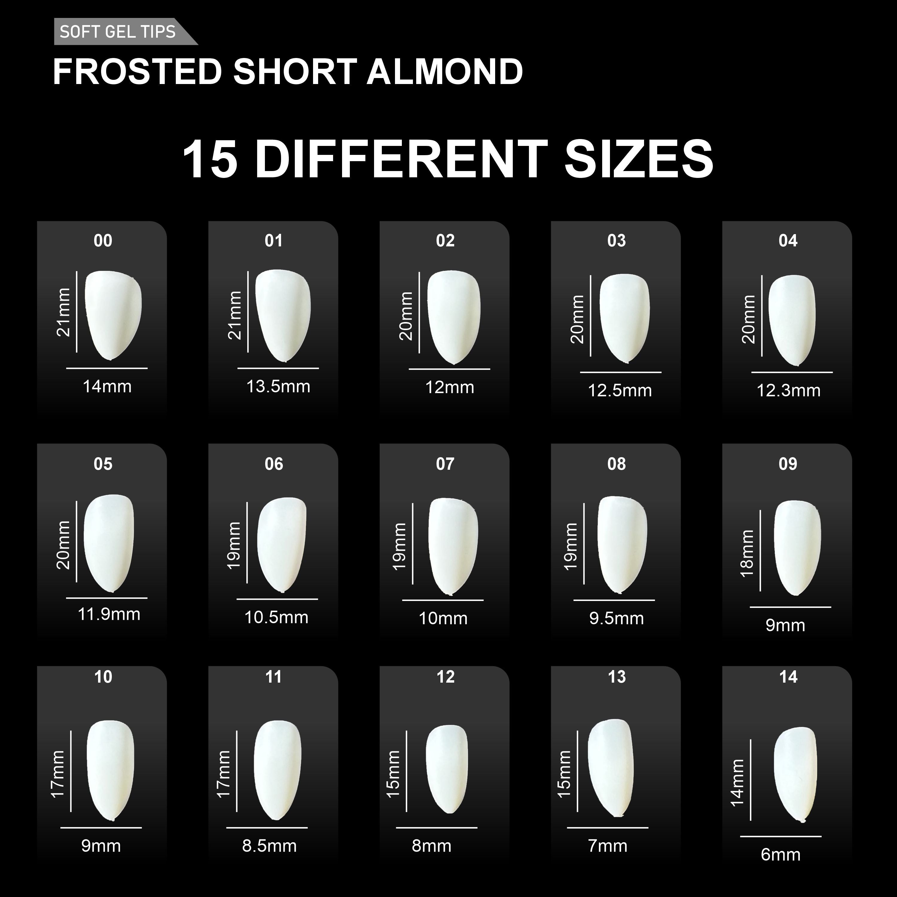 Frosted Short Almond Soft Gel Tips – 600pcs NATURAL