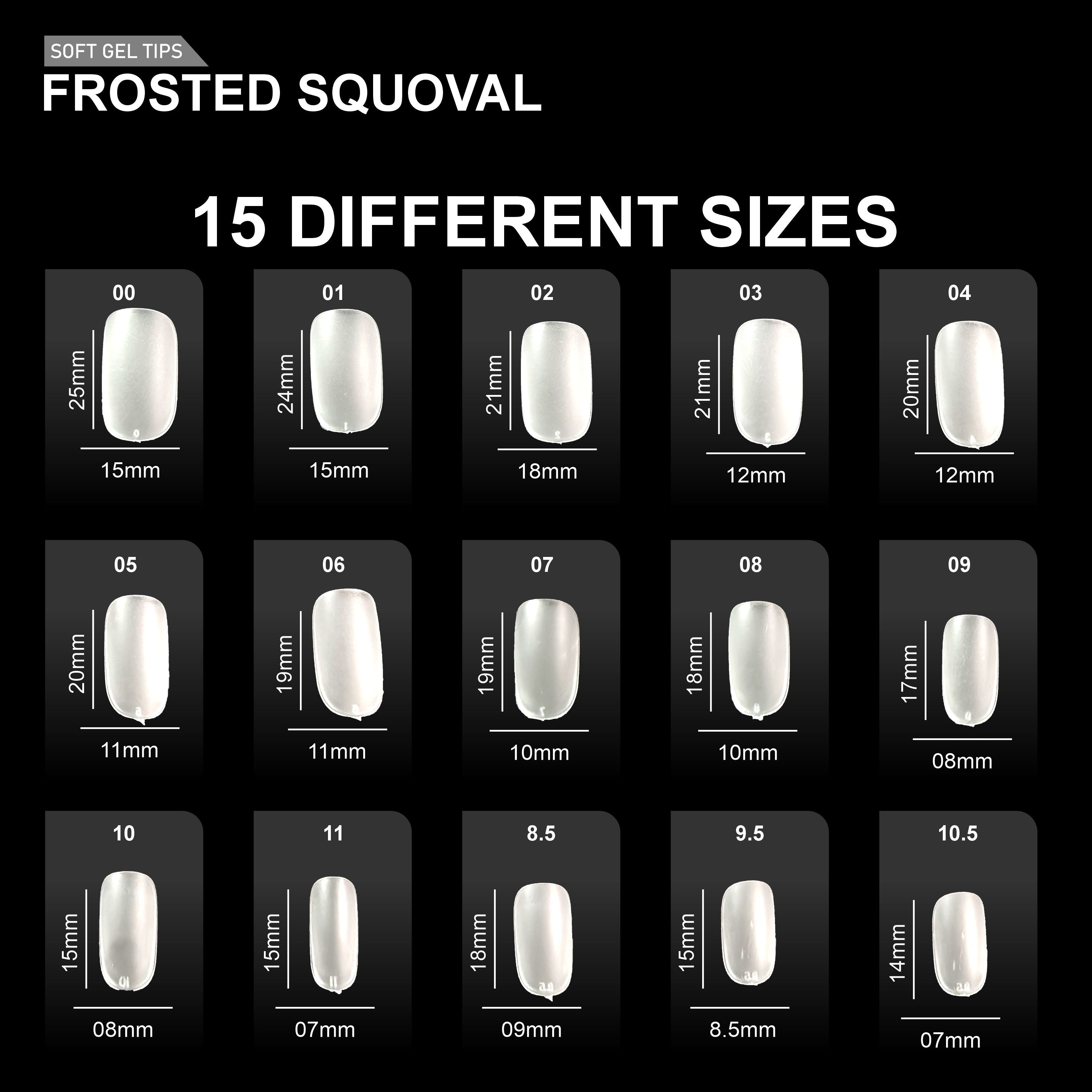 Frosted Squoval Soft Gel Tips – 600pcs CLEAR