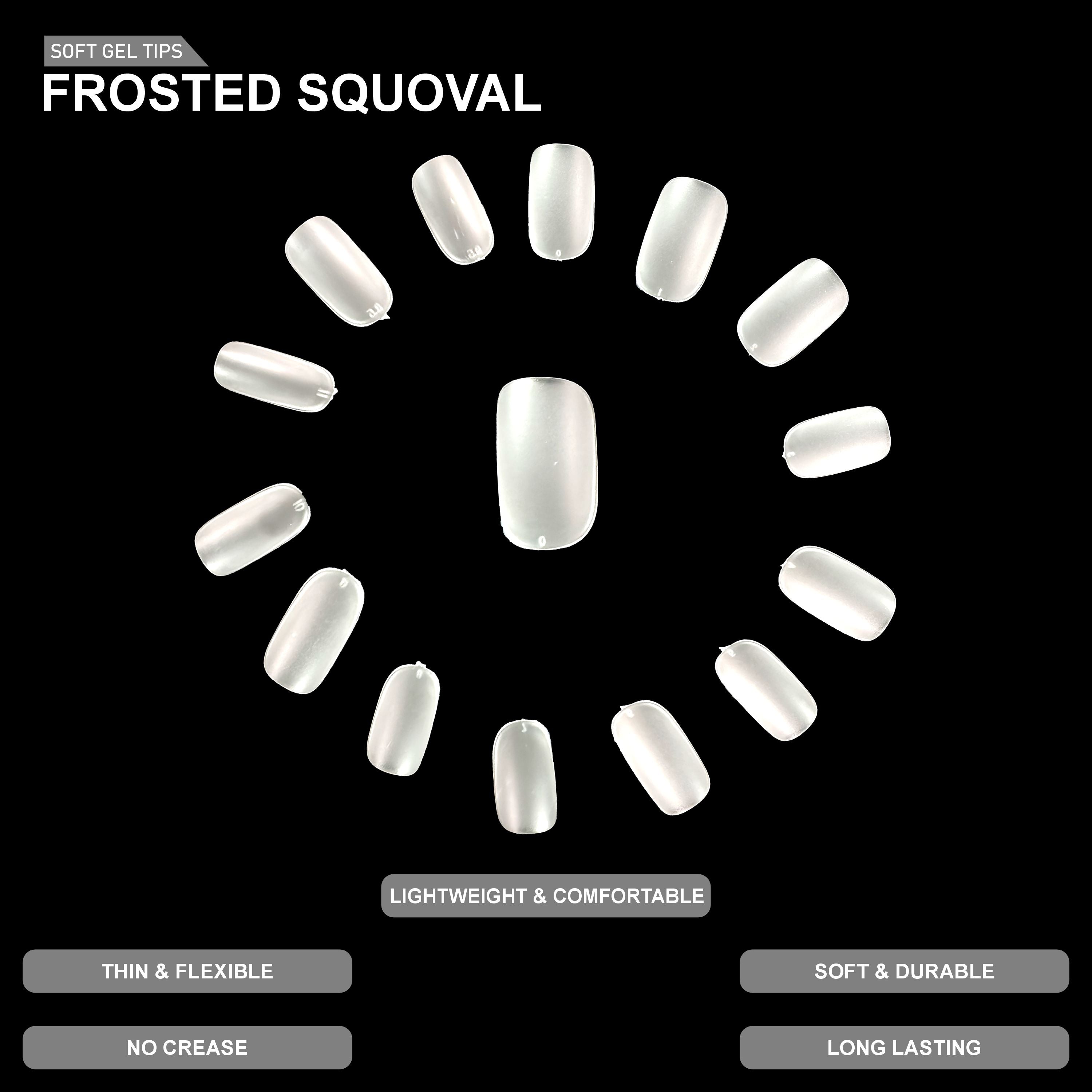 Frosted Squoval Soft Gel Tips – 600pcs CLEAR