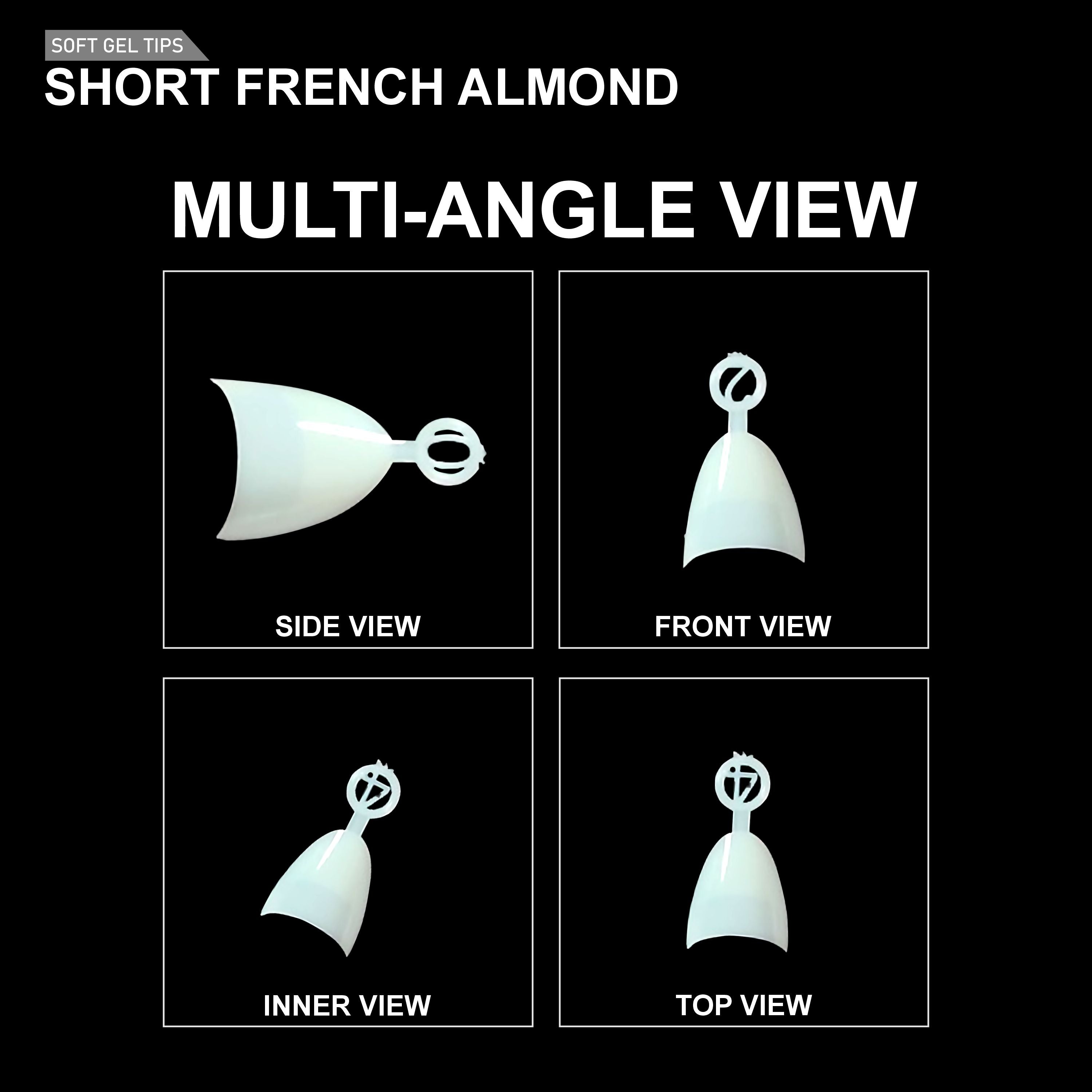 Short French Almond Soft Gel Tips – 600pcs NATURAL