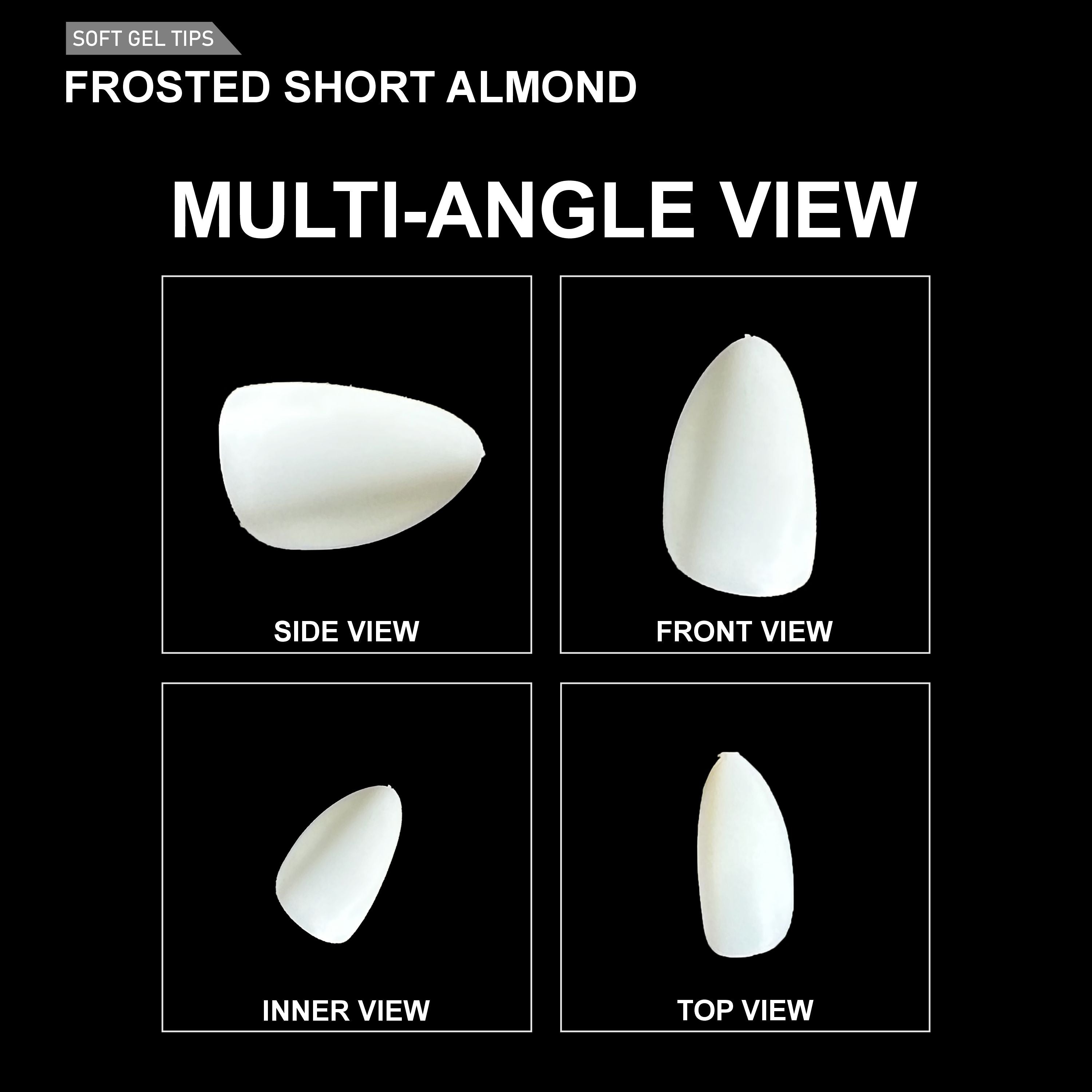 Frosted Short Almond Soft Gel Tips – 600pcs NATURAL