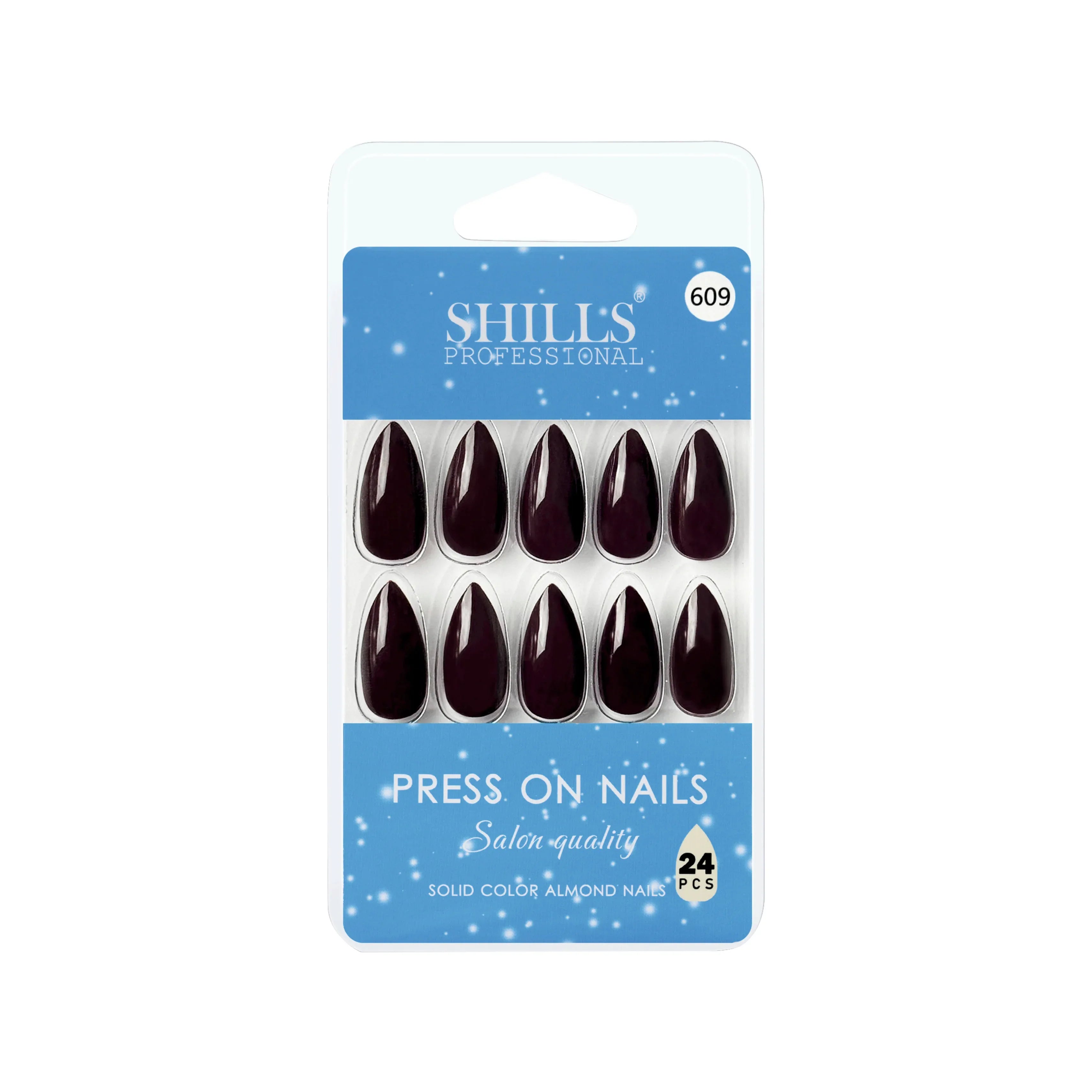 Glossy Solid Color Nails Sharp Almond(SPN605-SPN630) - Shills Professional