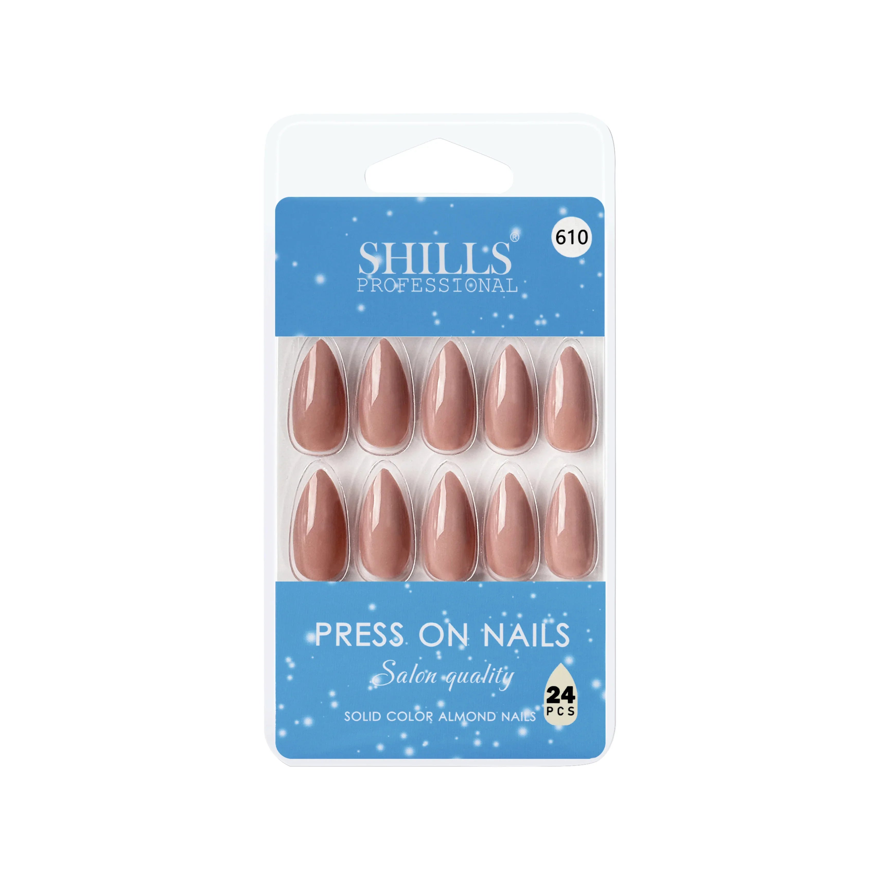 Glossy Solid Color Nails Sharp Almond(SPN605-SPN630) - Shills Professional