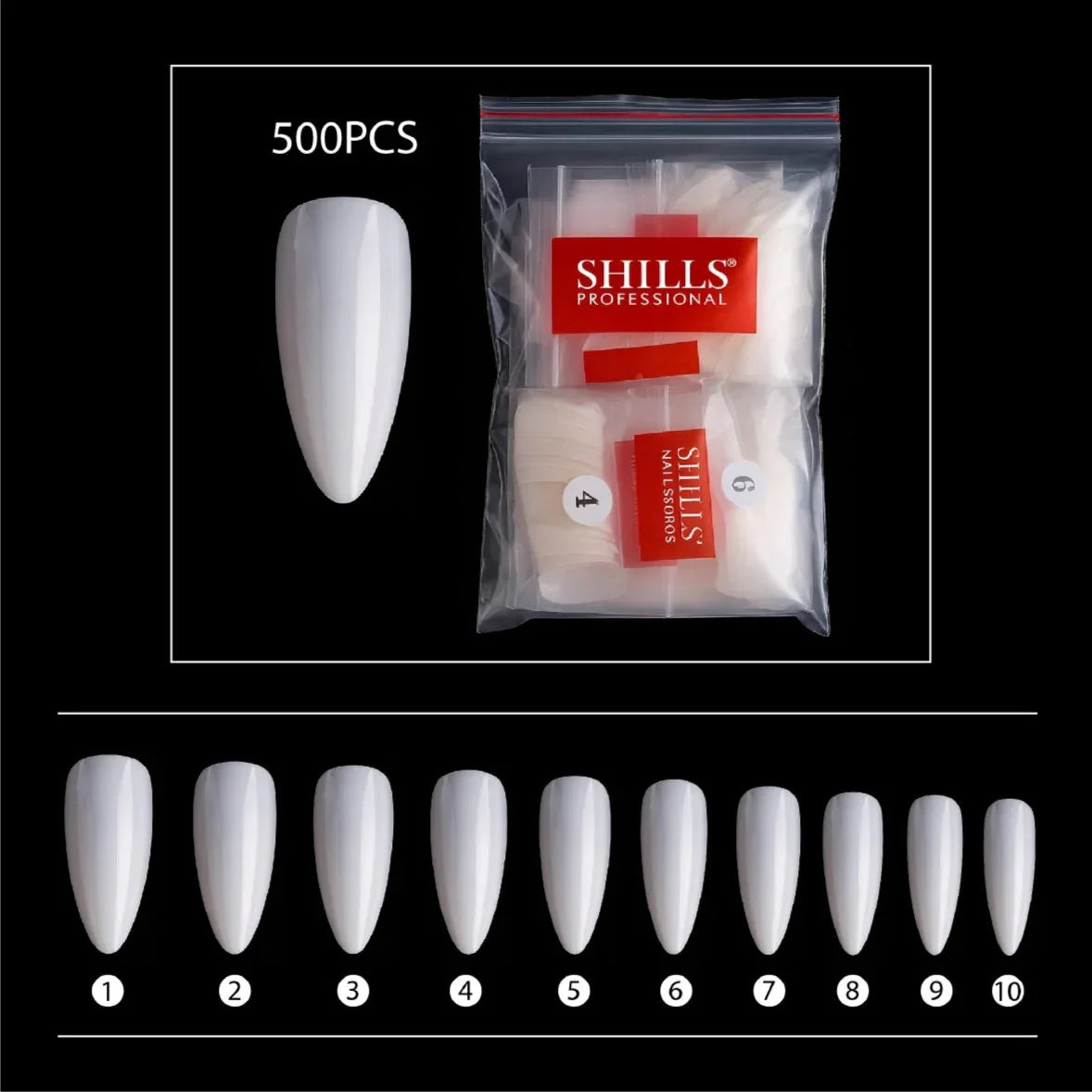 PKT 500pcs Almond Nail Tips Natural - Shills Professional