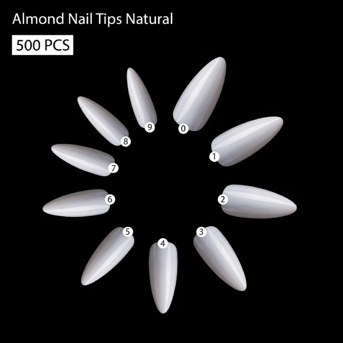 PKT 500pcs Almond Nail Tips Natural - Shills Professional