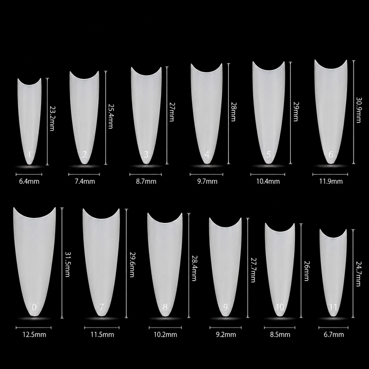 PKT 500pcs Stiletto Tips Natural