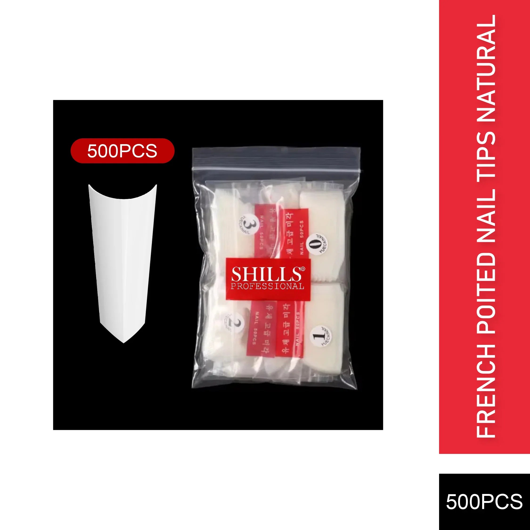 PKT 500pcs French Poited Natural nail tips - Shills Professional