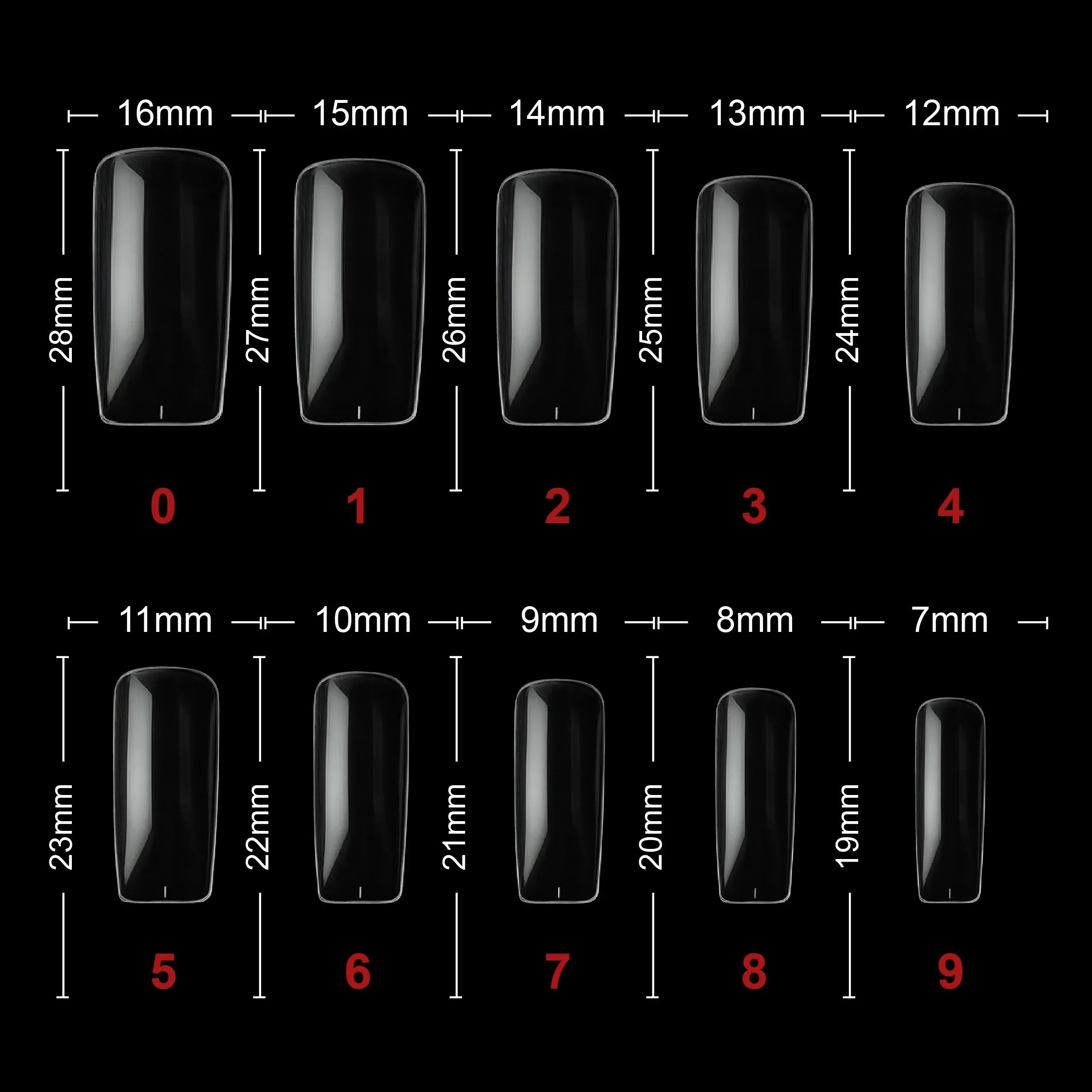 PKT 500pcs Full Cover Tips-Clear - Shills Professional