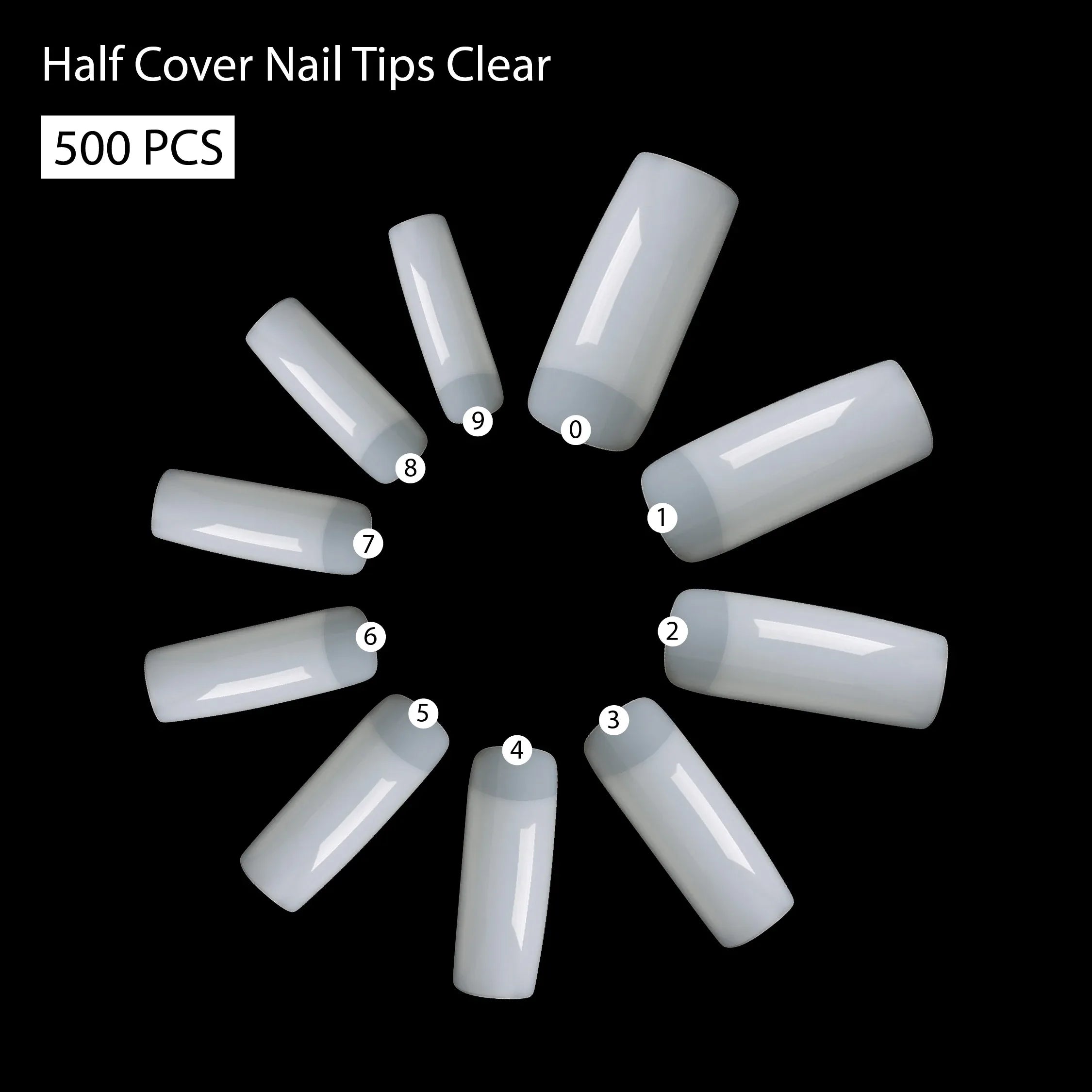 PKT 500pcs Half Cover Nail Tips Natural - Shills Professional