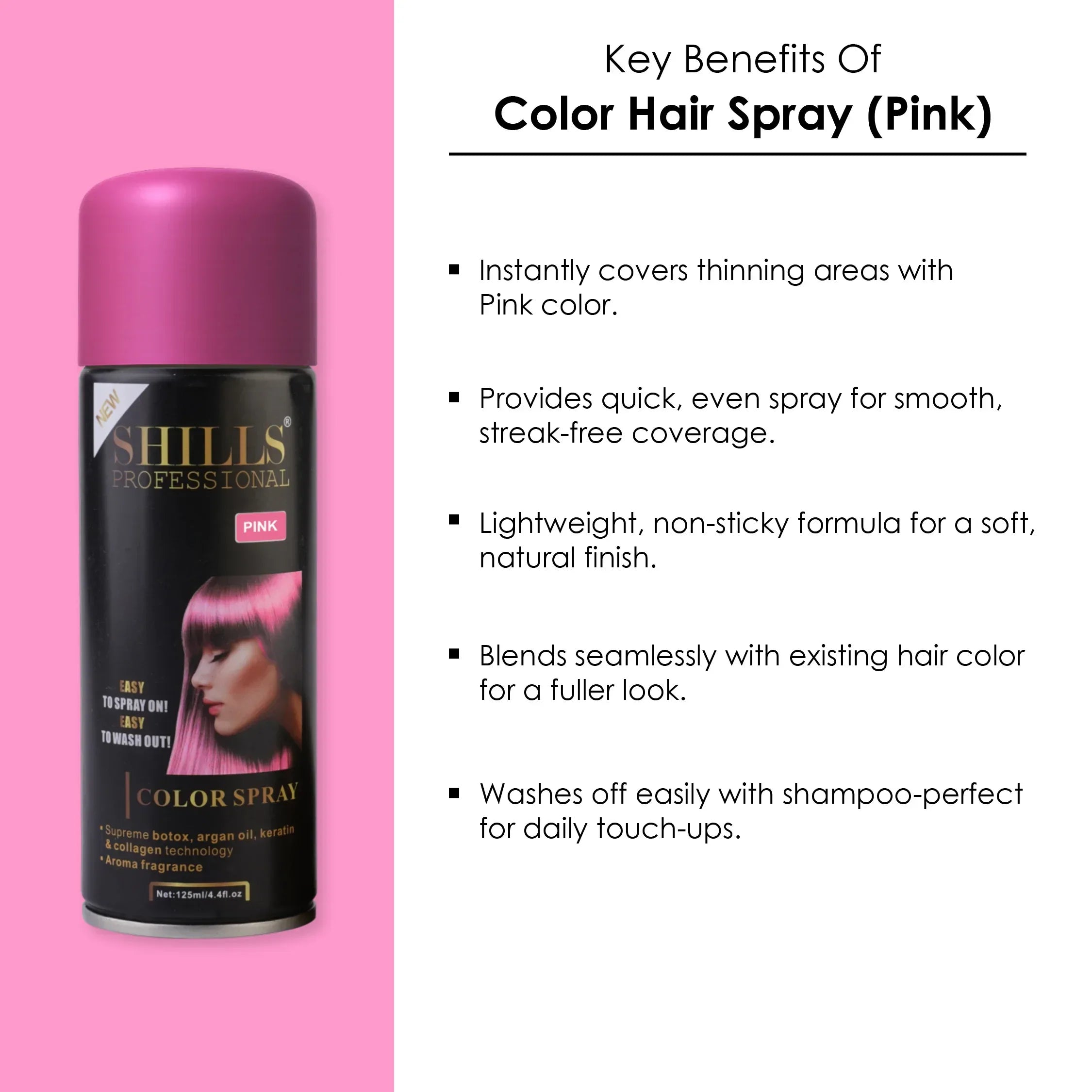 Color Hair Spray (PINK) - Shills Professional