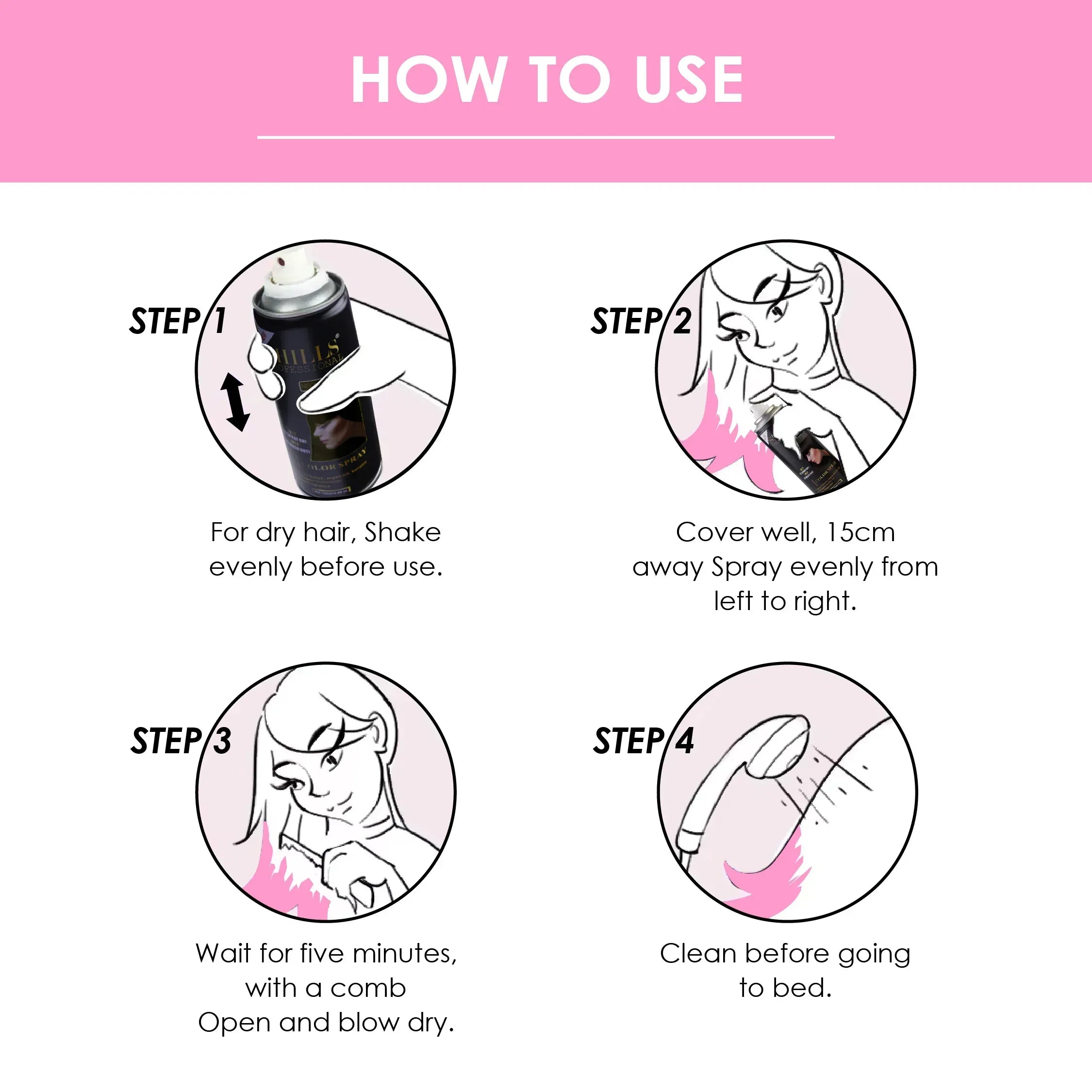 Color Hair Spray (PINK) - Shills Professional