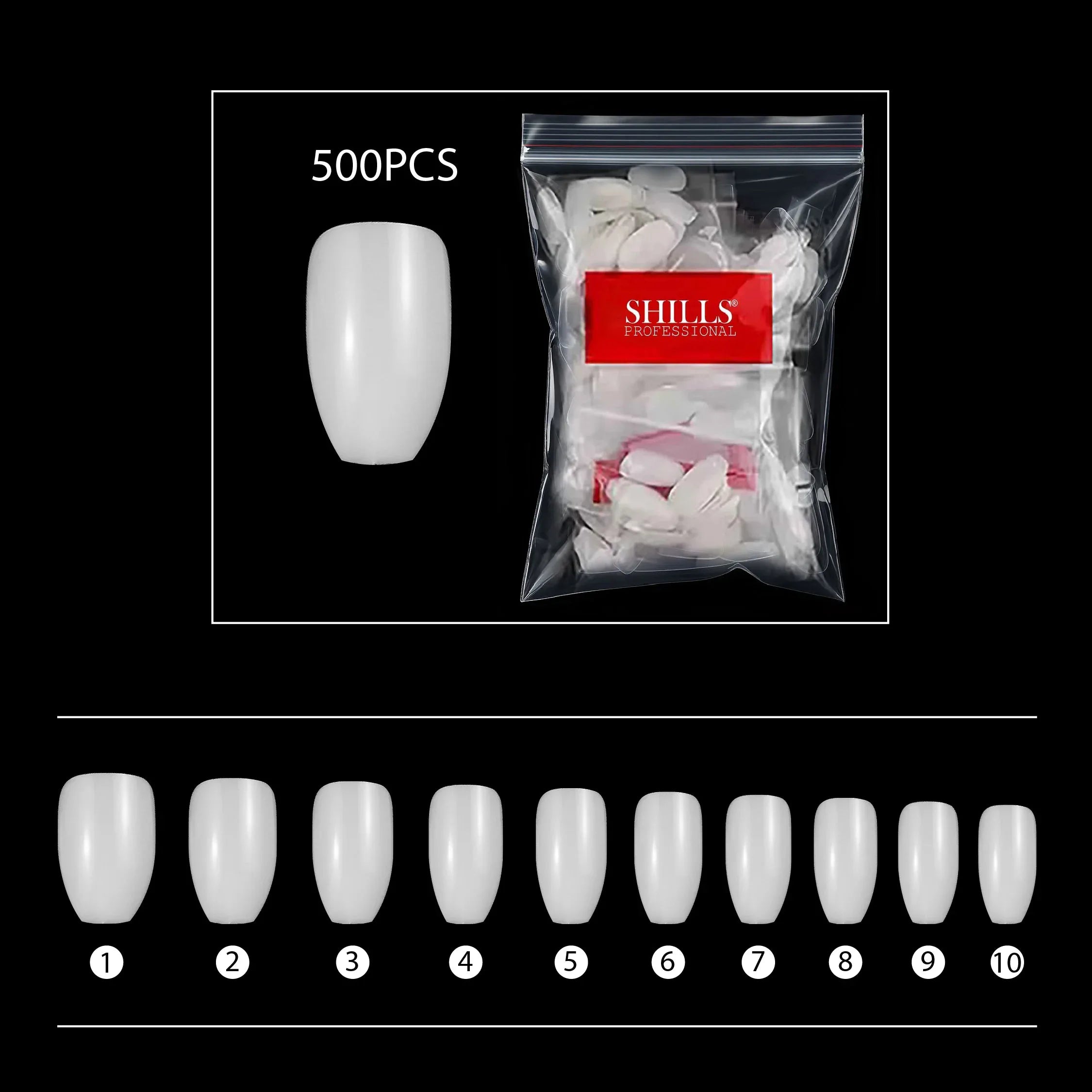 PKT 500pcs Short Ballet Nail Tips Natural - Shills Professional