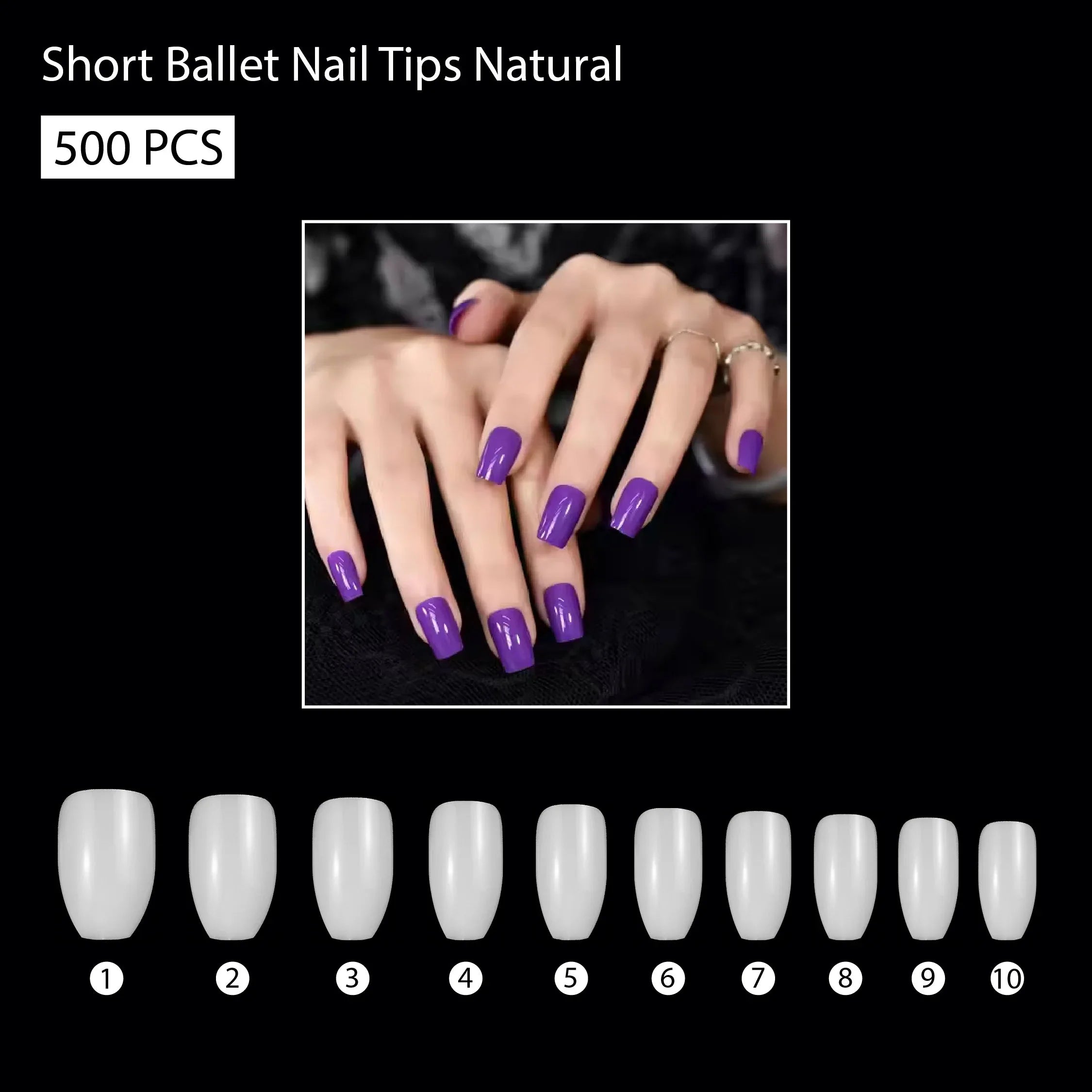 PKT 500pcs Short Ballet Nail Tips Natural - Shills Professional