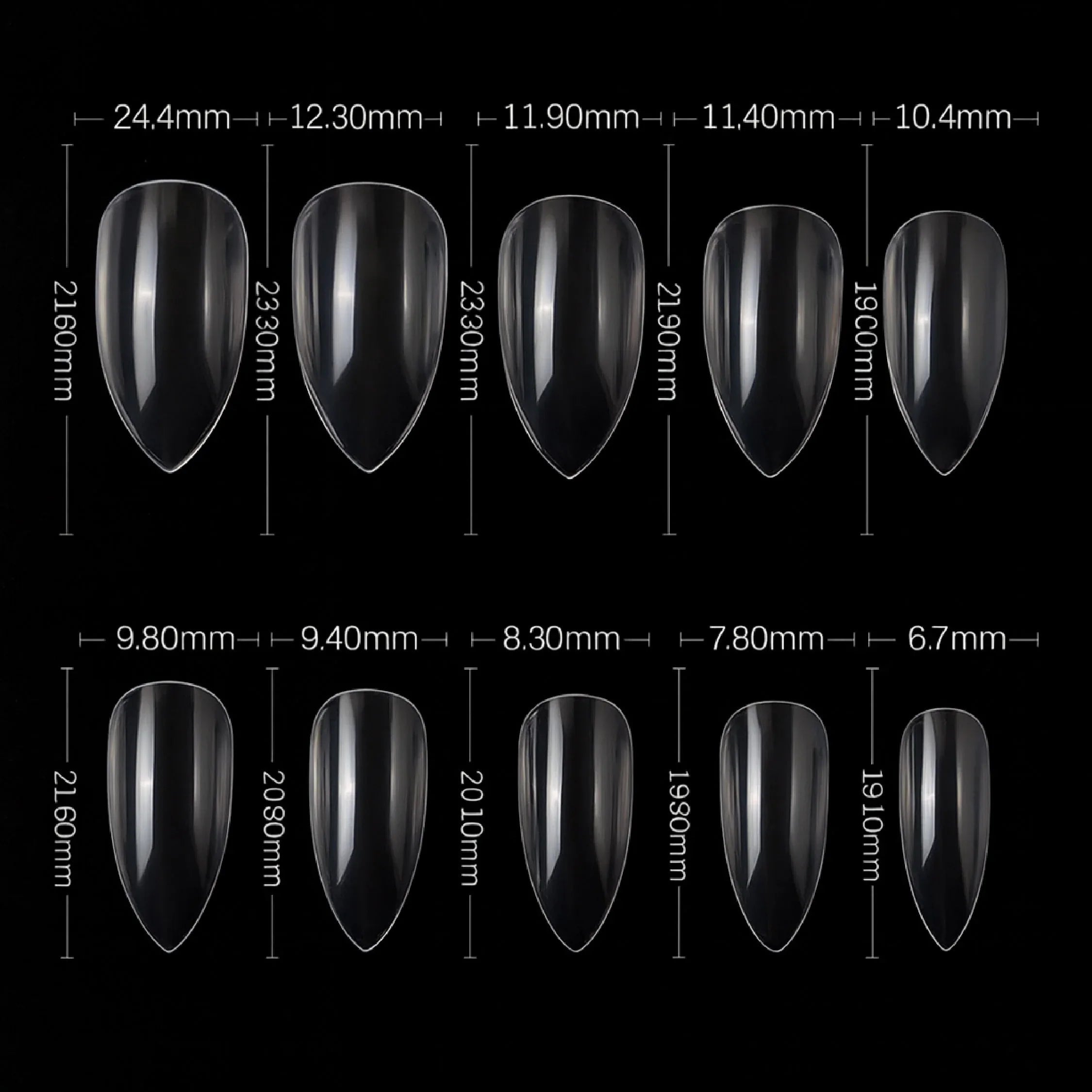 PKT 500pcs Pen Pointed Shape Nail Tips Natural - Shills Professional