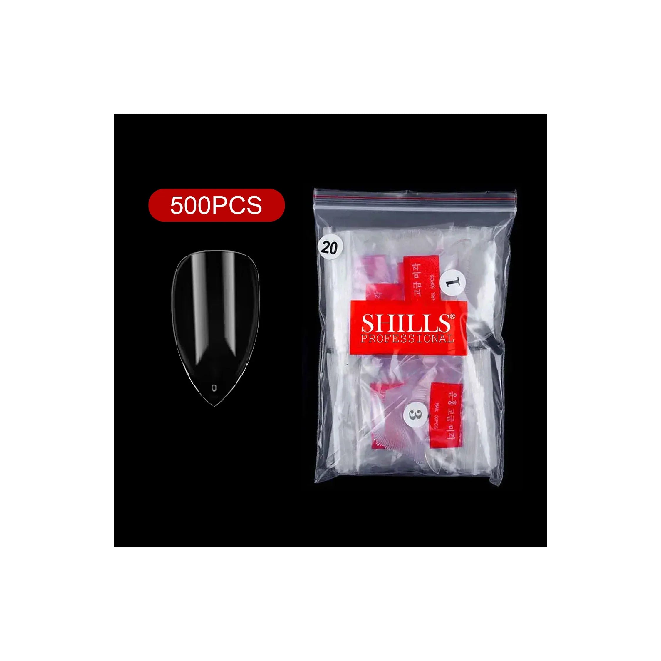 PKT 500pcs Pen Pointed Shape Nail Tips Natural - Shills Professional