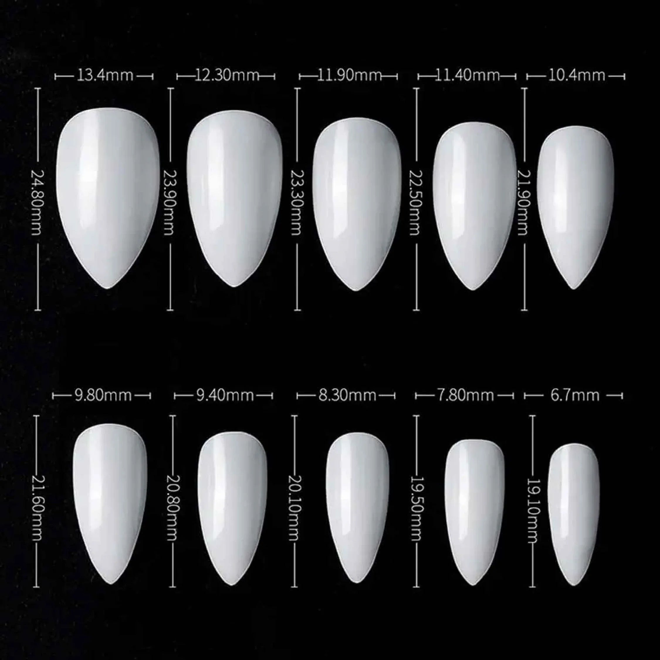 PKT 500pcs Pen Pointed Shape Nail Tips Natural - Shills Professional