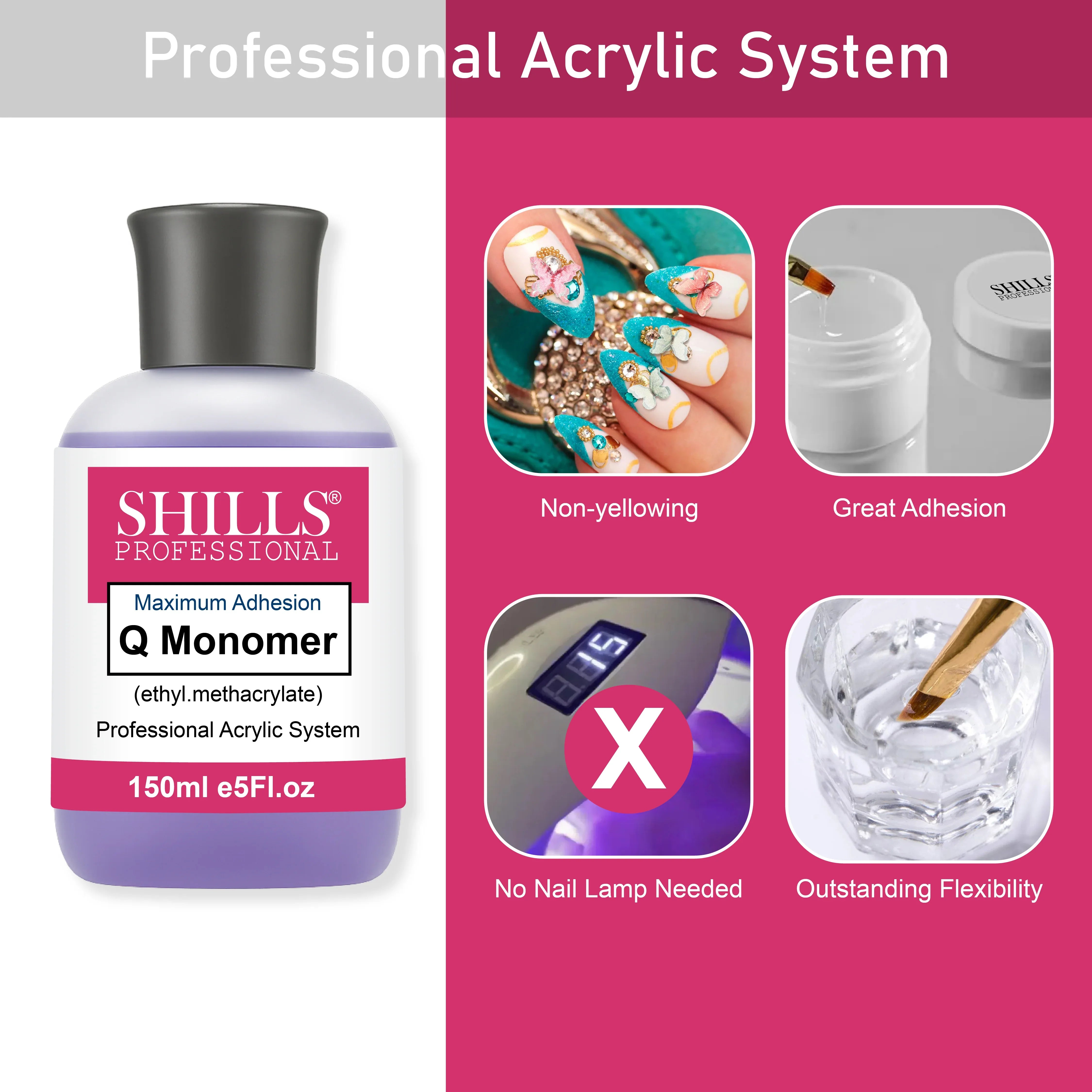 Professional Acrylic System Monomer 150ml (Purple) - Shills Professional