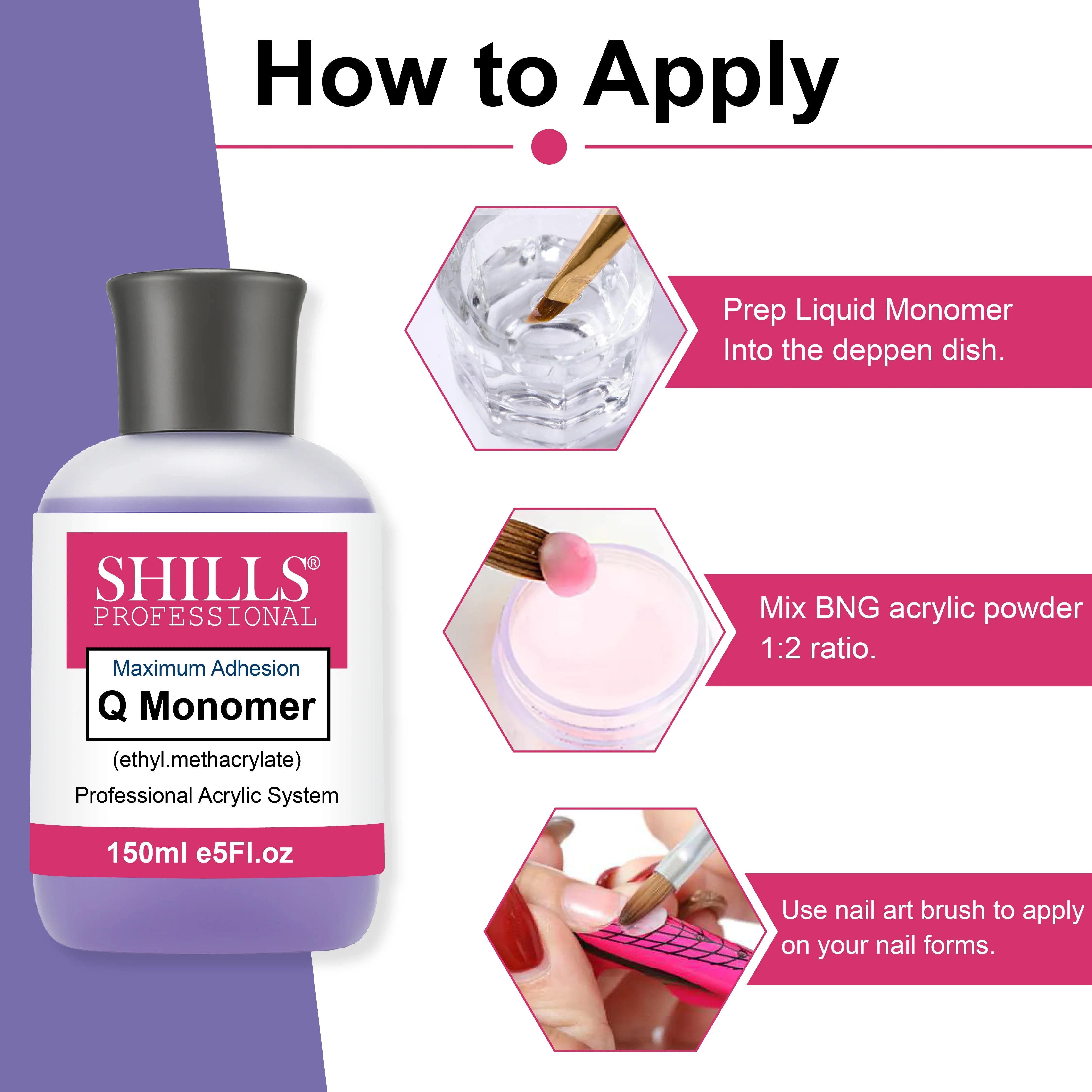 Professional Acrylic System Monomer 150ml (Purple) - Shills Professional
