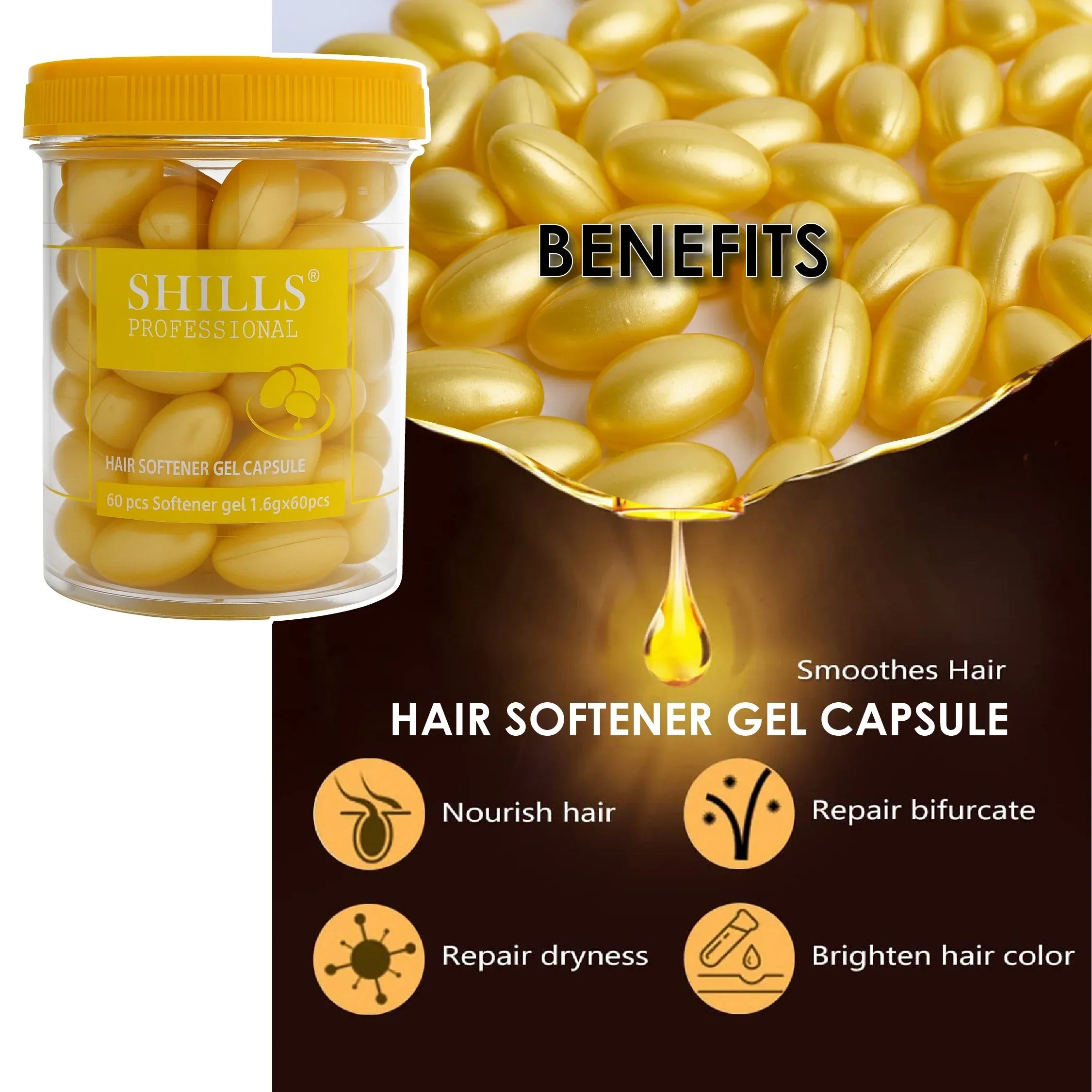 Hair Softener Gel Capsule - Yellow - Shills Professional