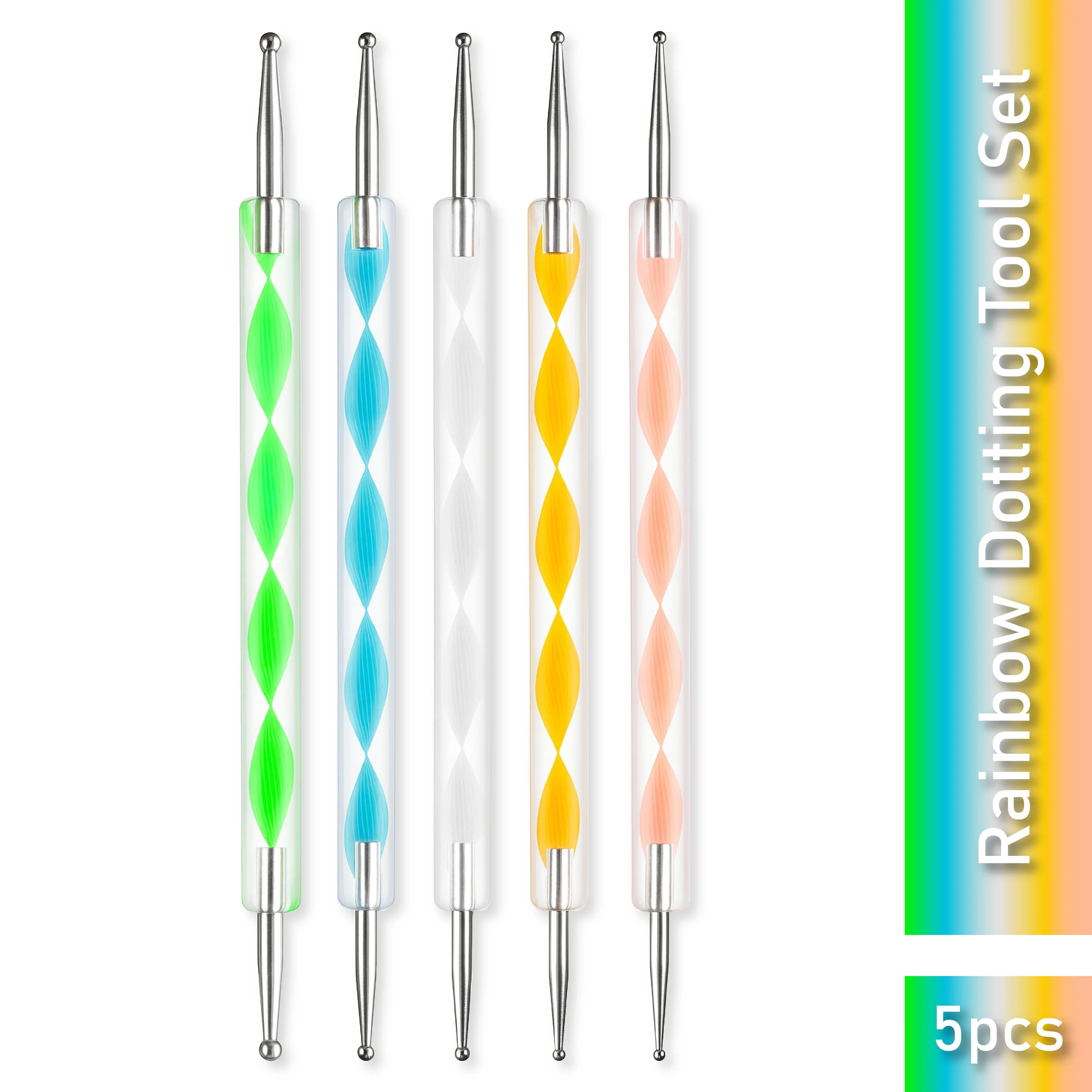 Rainbow Nail Dotting Tool Set 5Pc - Shills Professional