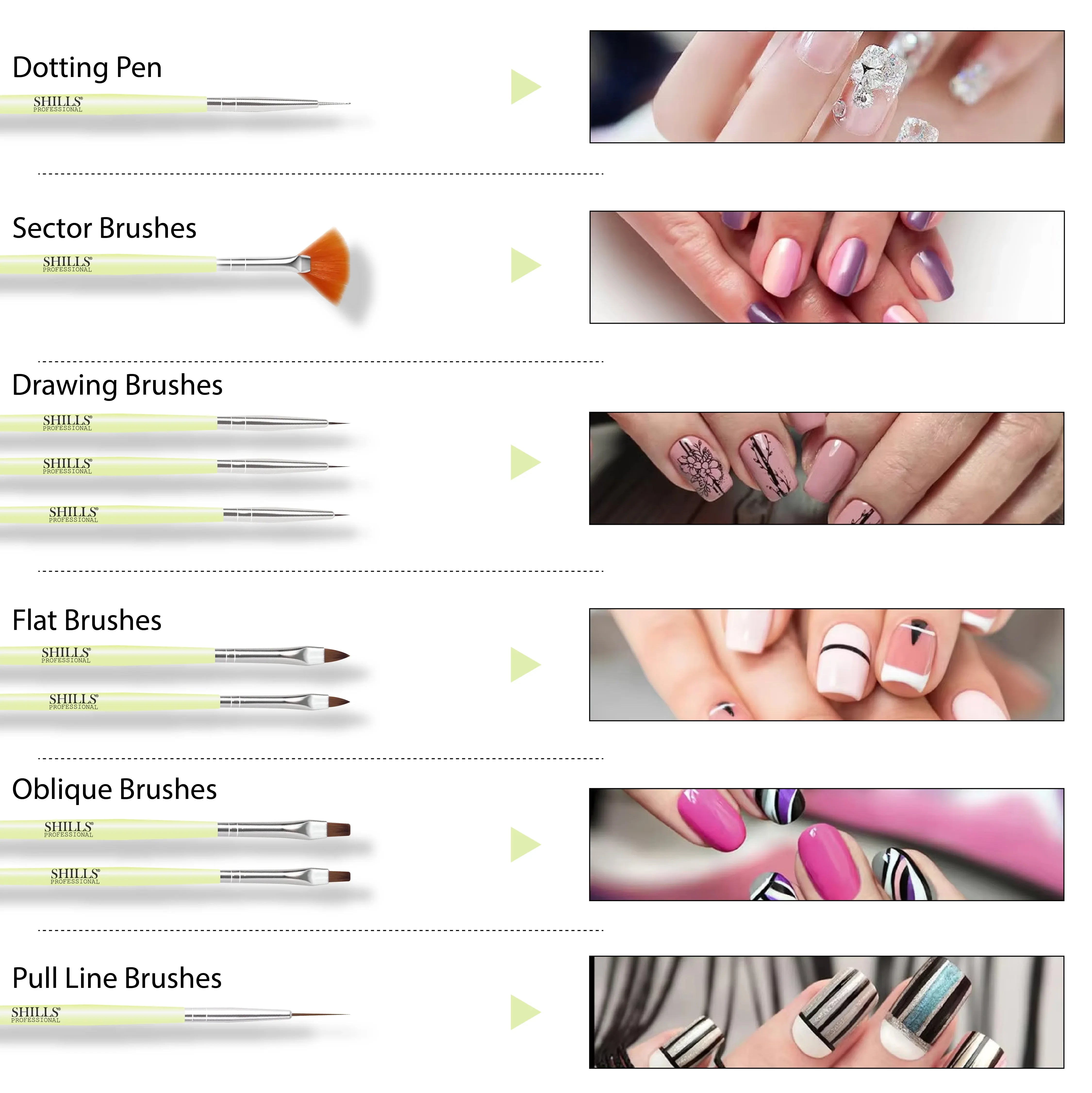 Green Nail Art Brush - Shills Professional