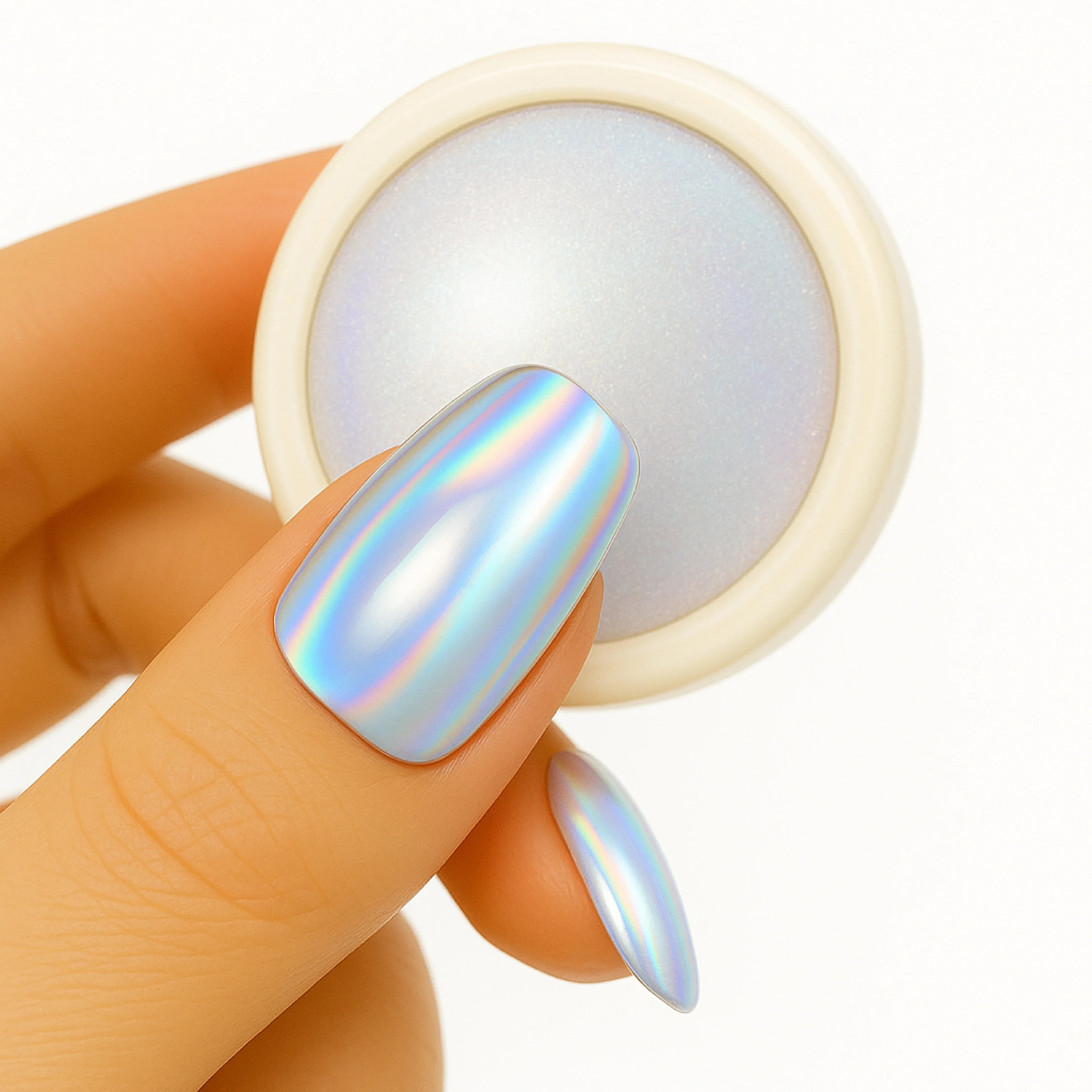 Rainbow Shine Chrome Powder Holographic Silver-SPN-3121 - Shills Professional