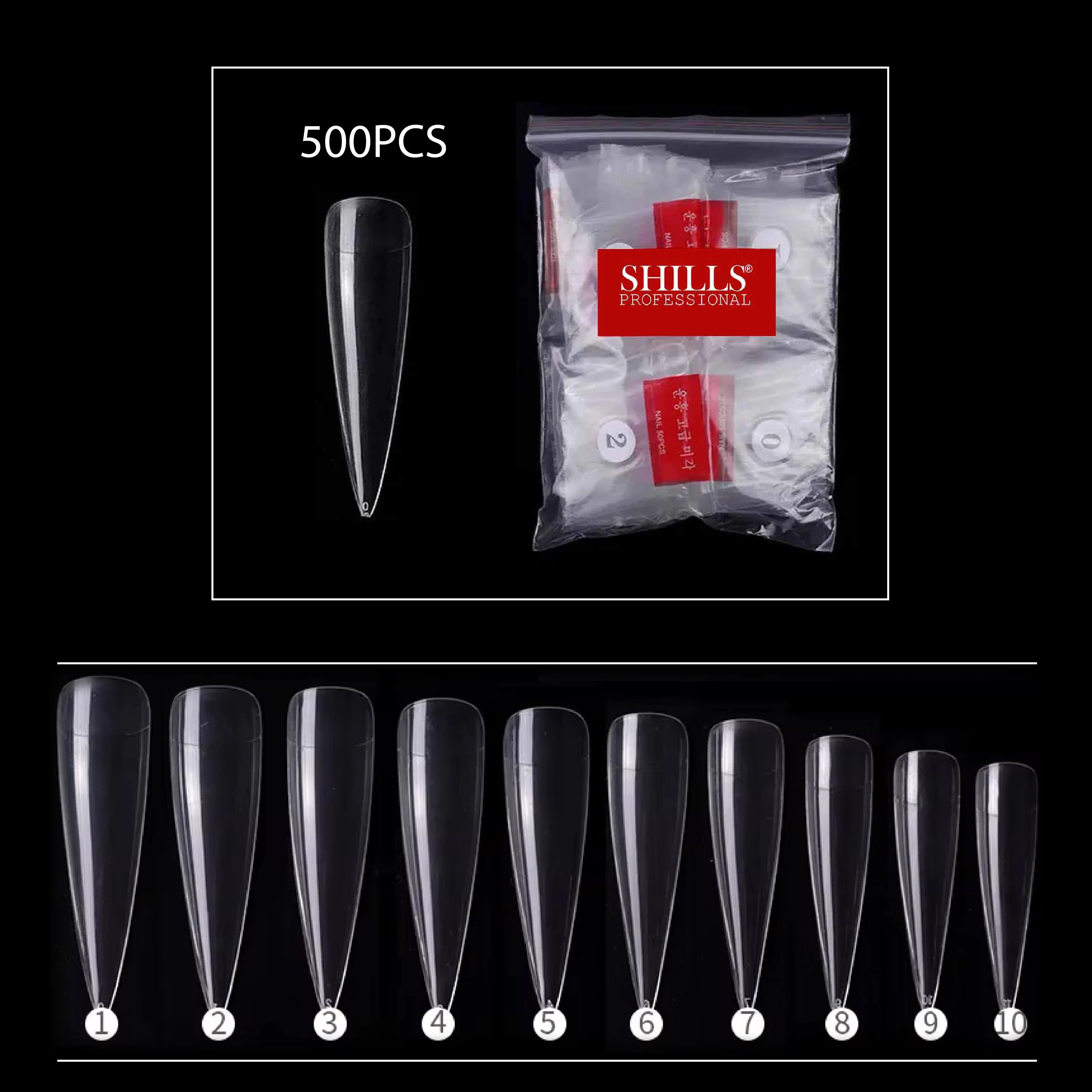 PKT 500pcs StilettoTips Clear - Shills Professional