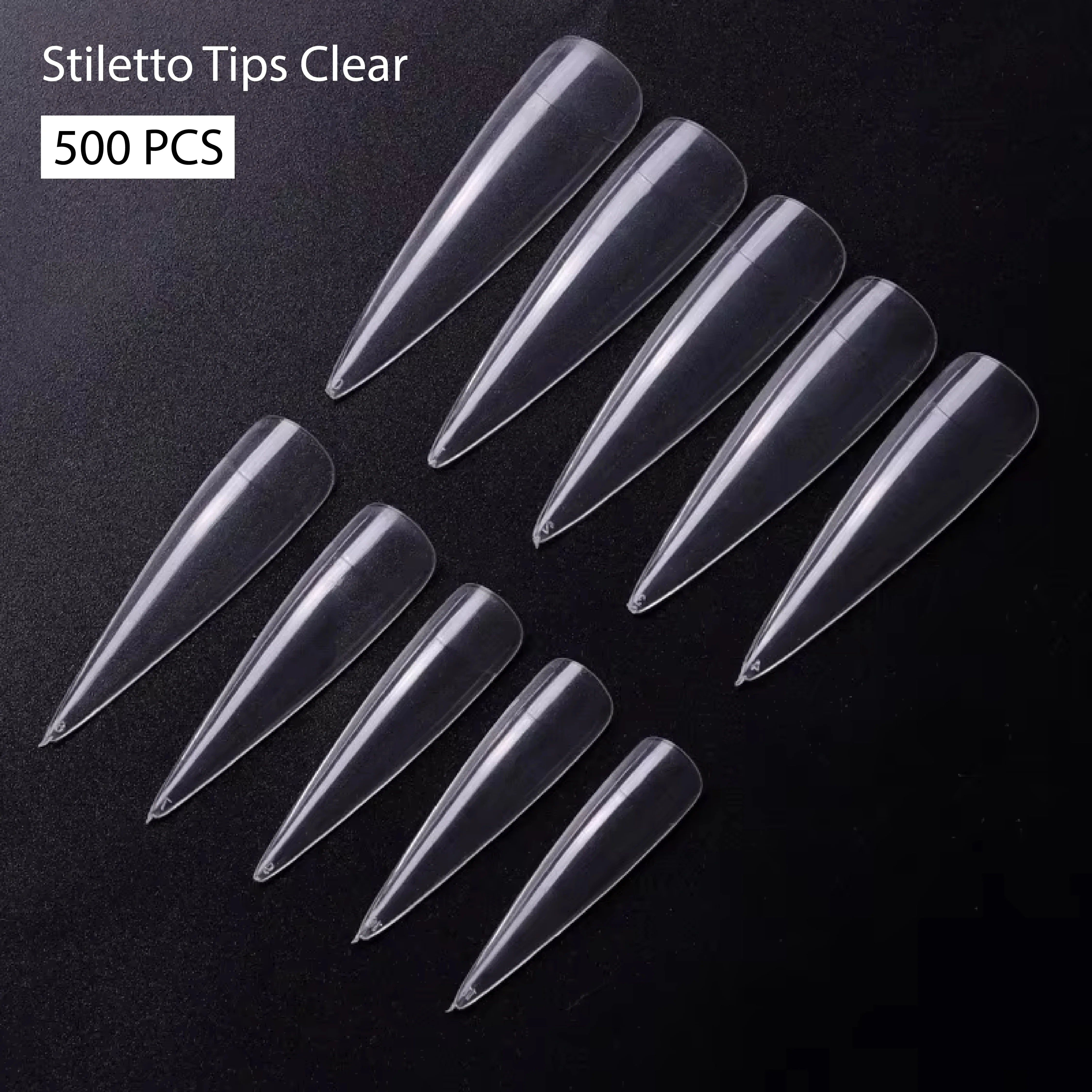 PKT 500pcs StilettoTips Clear - Shills Professional