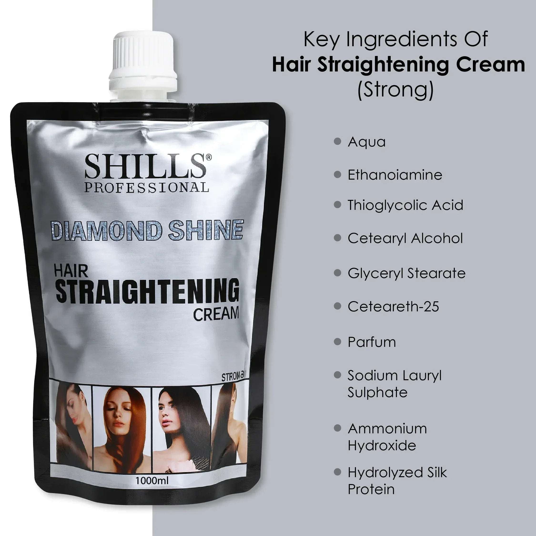 Diamond Shine Hair Straightening Cream (Strong) - Shills Professional