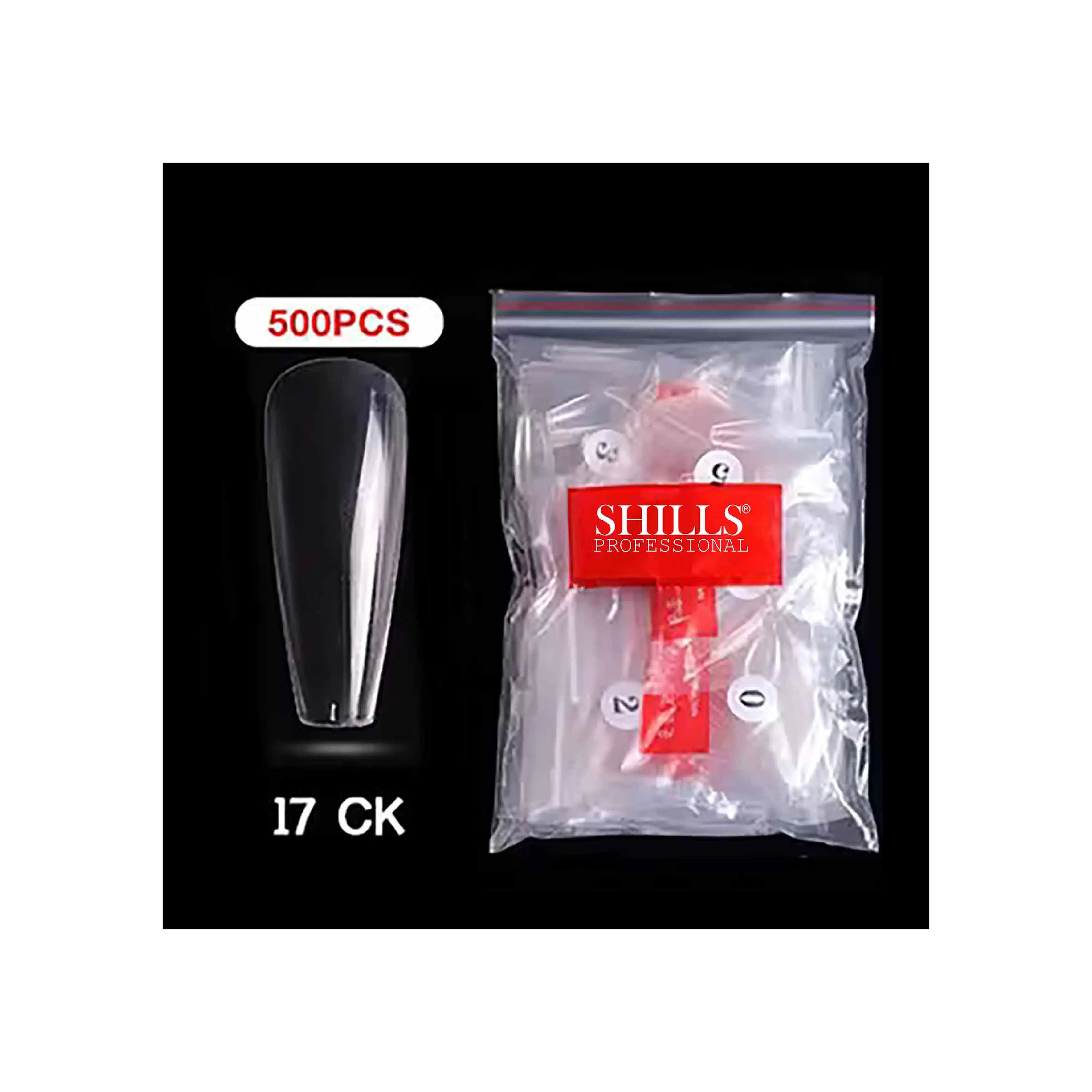 PKT 500pcs T-Shape Nail Tips Clear - Shills Professional