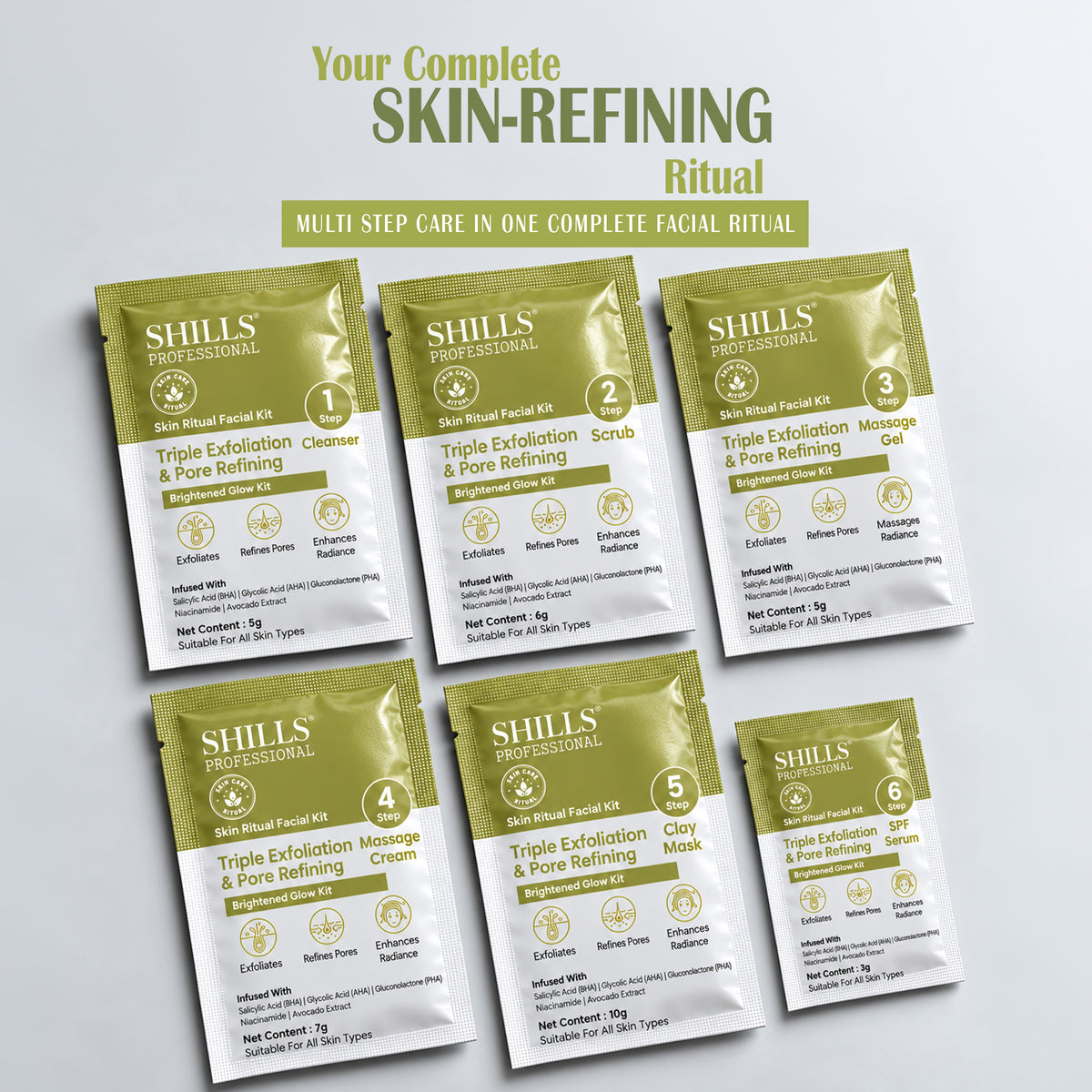 Brightened Glow Triple Exfoliation & Pore Refining Facial Kit | Shills