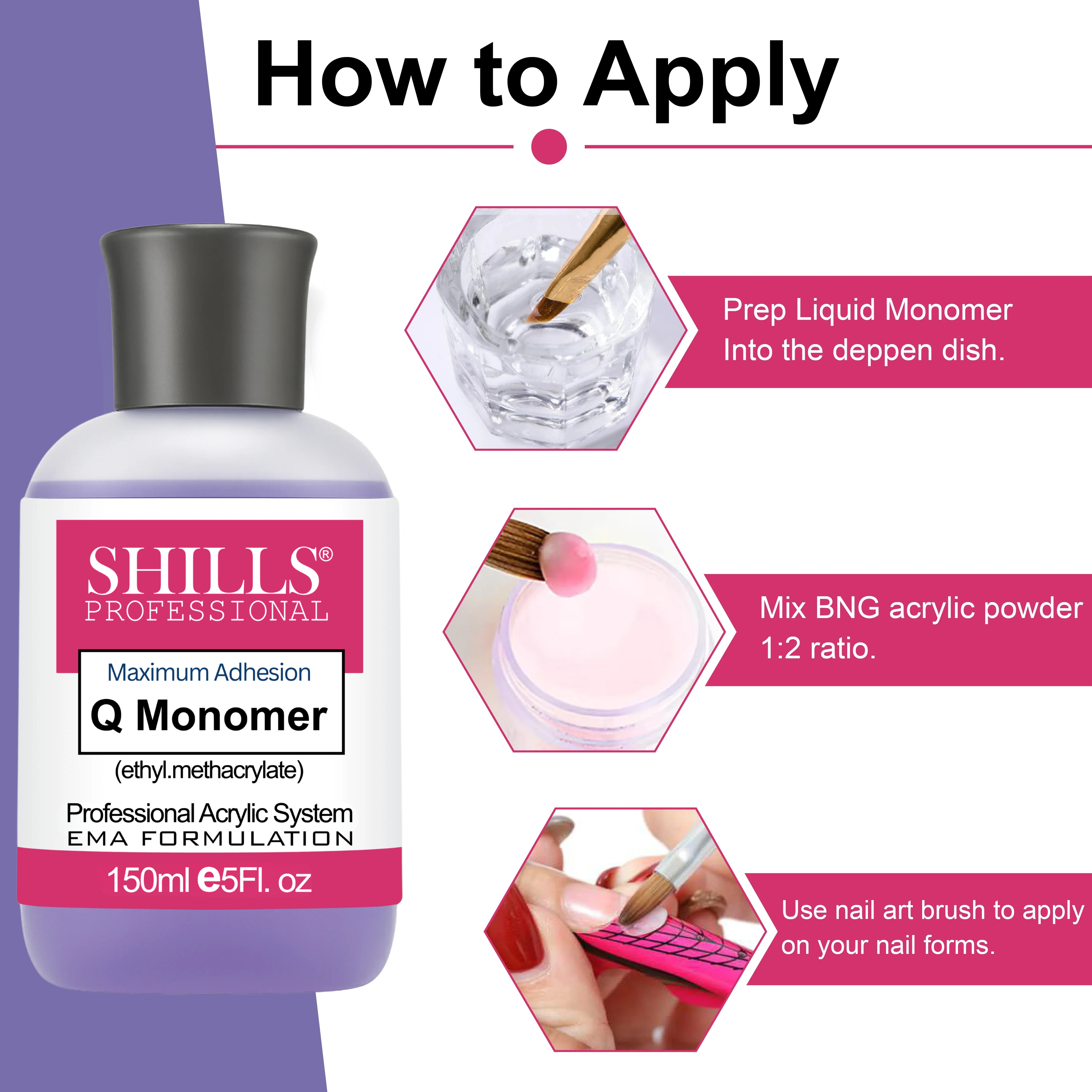 Professional Acrylic System Monomer 150ml (Purple)