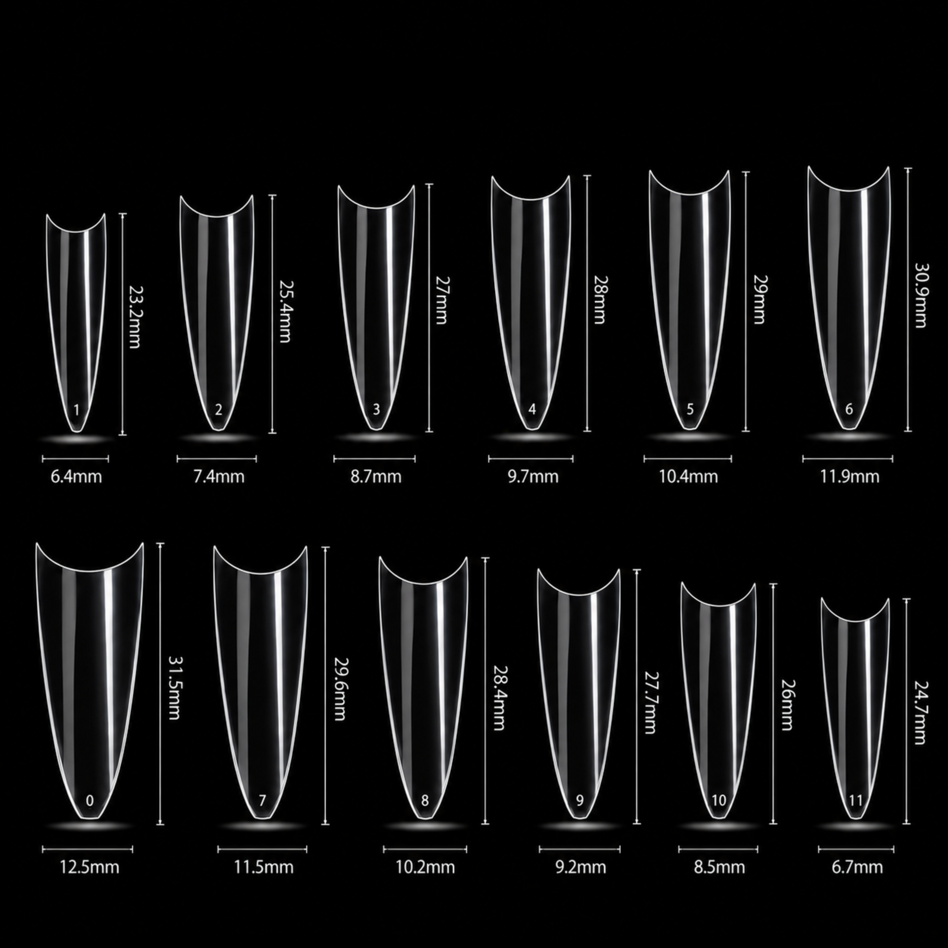 PKT 500pcs StilettoTips Clear