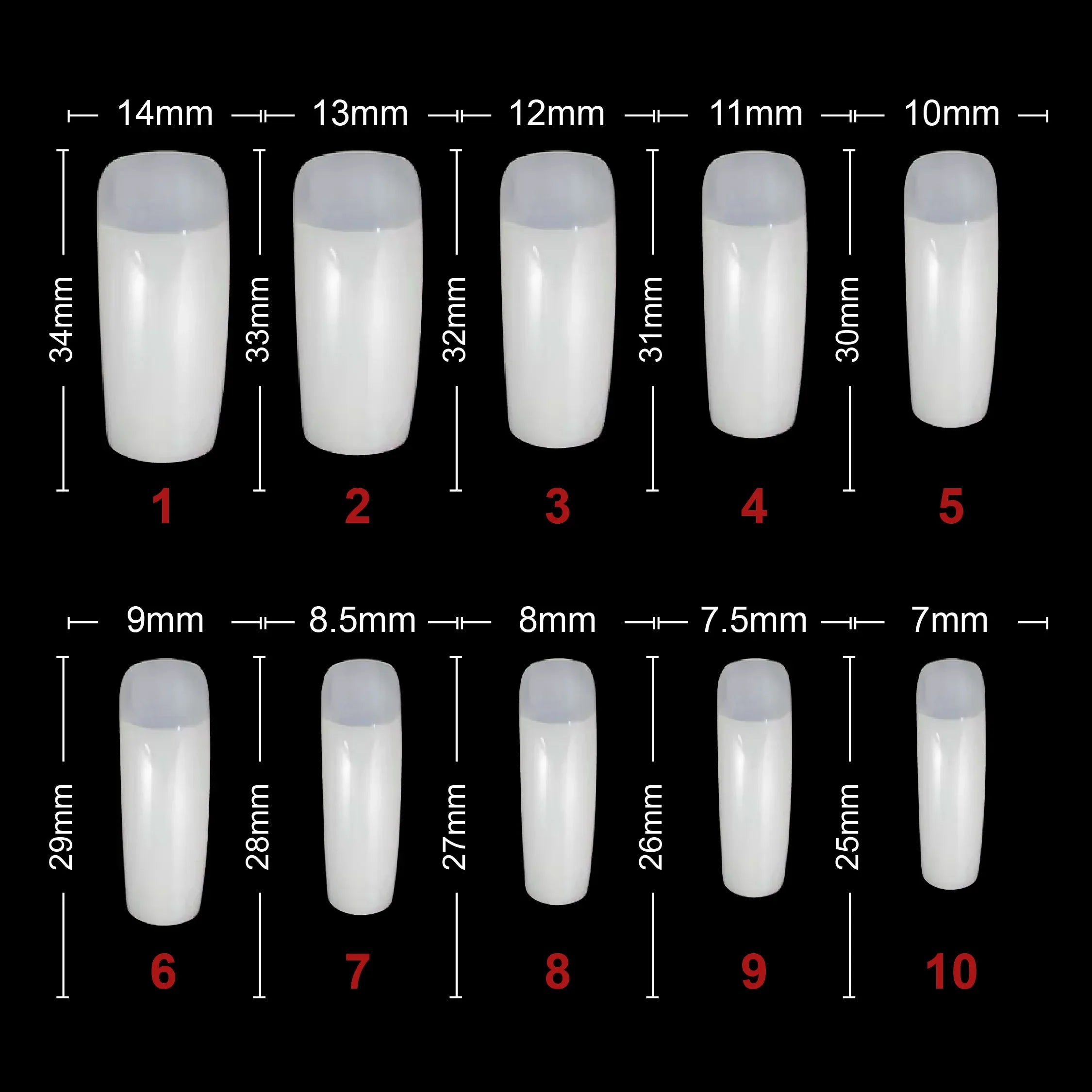 PKT 500pcs Long Half Cover Nail Tips Natural - Shills Professional