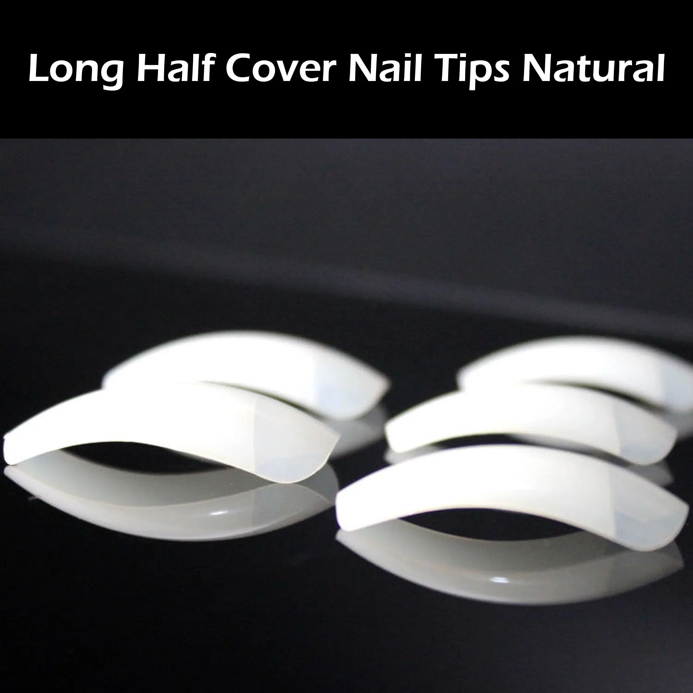 PKT 500pcs Long Half Cover Nail Tips Natural - Shills Professional