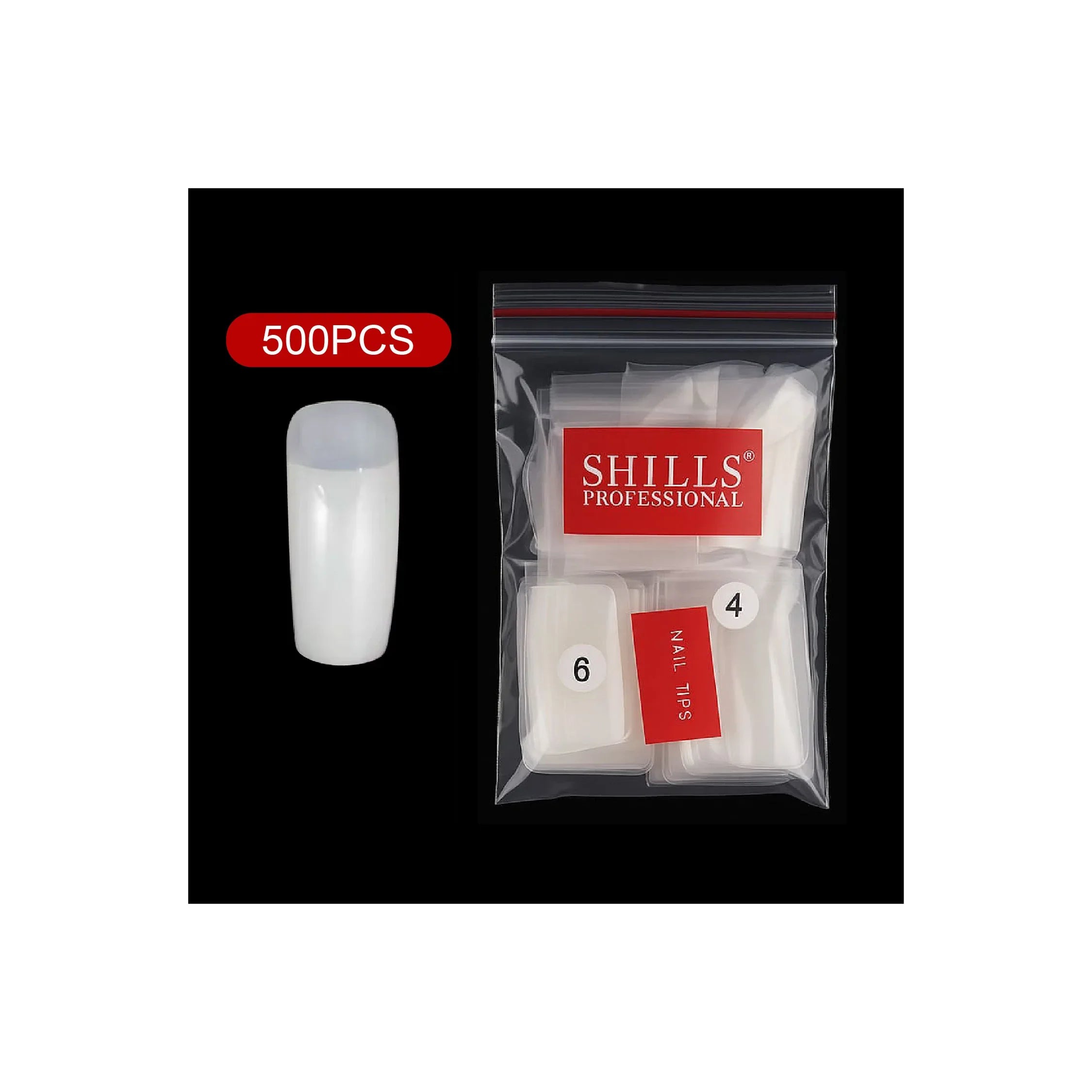 PKT 500pcs Long Half Cover Nail Tips Natural - Shills Professional