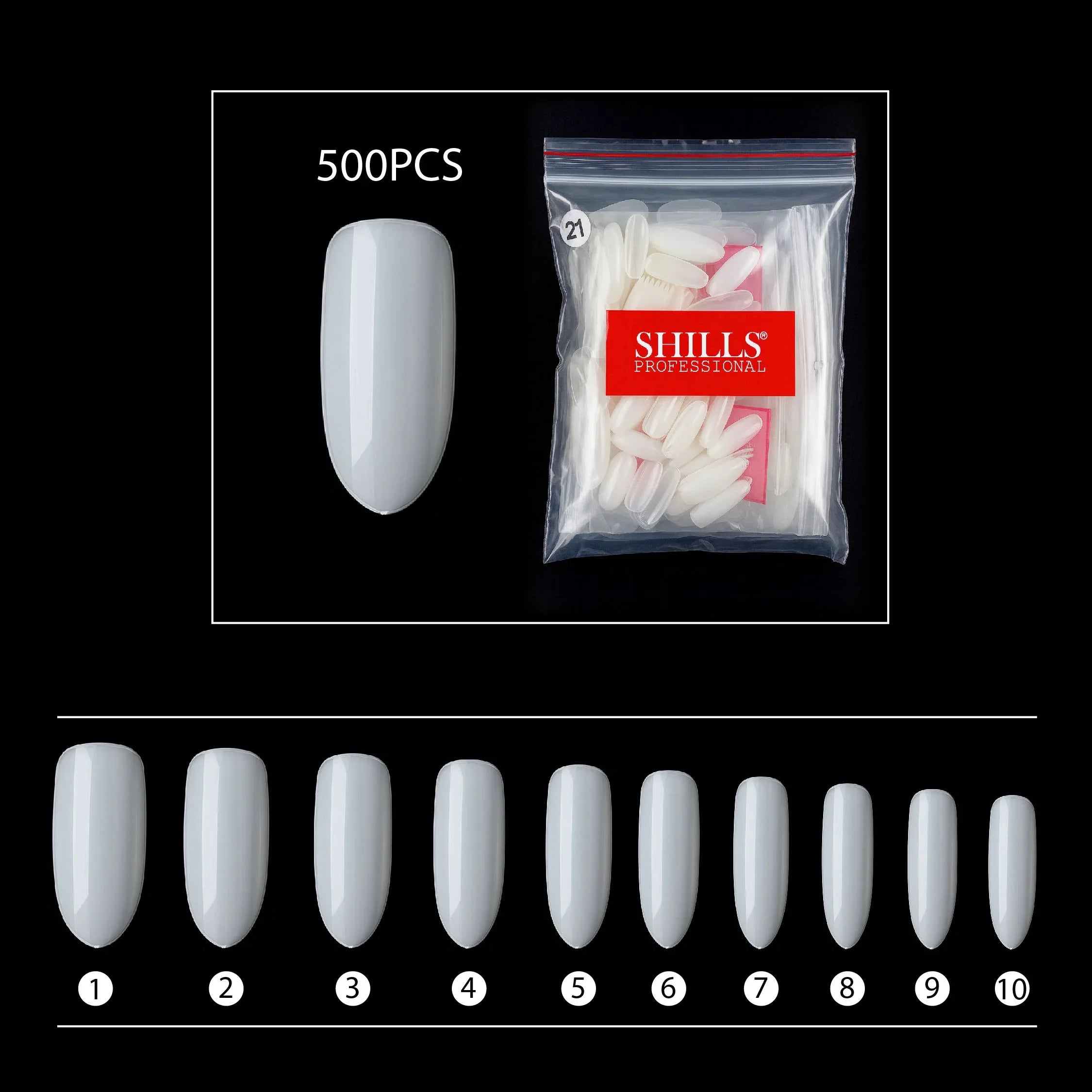 PKT 500pcs Oval Shape Nail Tips Natural - Shills Professional