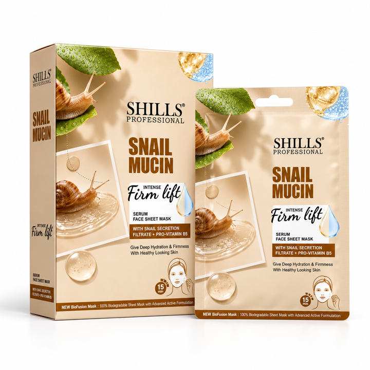 Shills Professional Snail Mucin Intense Firm Lift Serum Face Sheet Mask with Snail Secretion Filtrate & Pro-Vitamin B5 | 25 g