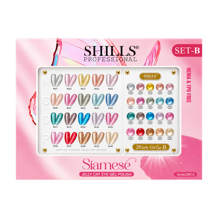 SIAMESE JELLY CAT EYE GEL POLISH  SET B HEMA & TOP FREE SPN-6763