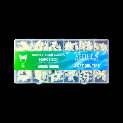 Short French Almond Soft Gel Tips – 600pcs NATURAL