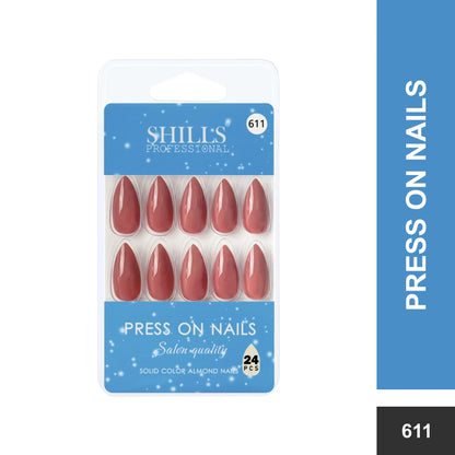 Glossy Solid Color Nails Sharp Almond(SPN605-SPN630) - Shills Professional
