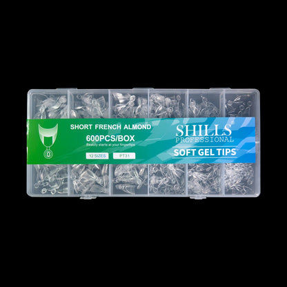 Short French Almond Soft Gel Tips – 600pcs CLEAR