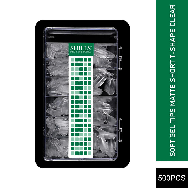 Soft Gel Tips Matte Short T-Shape-PT18-CLEAR - Shills Professional