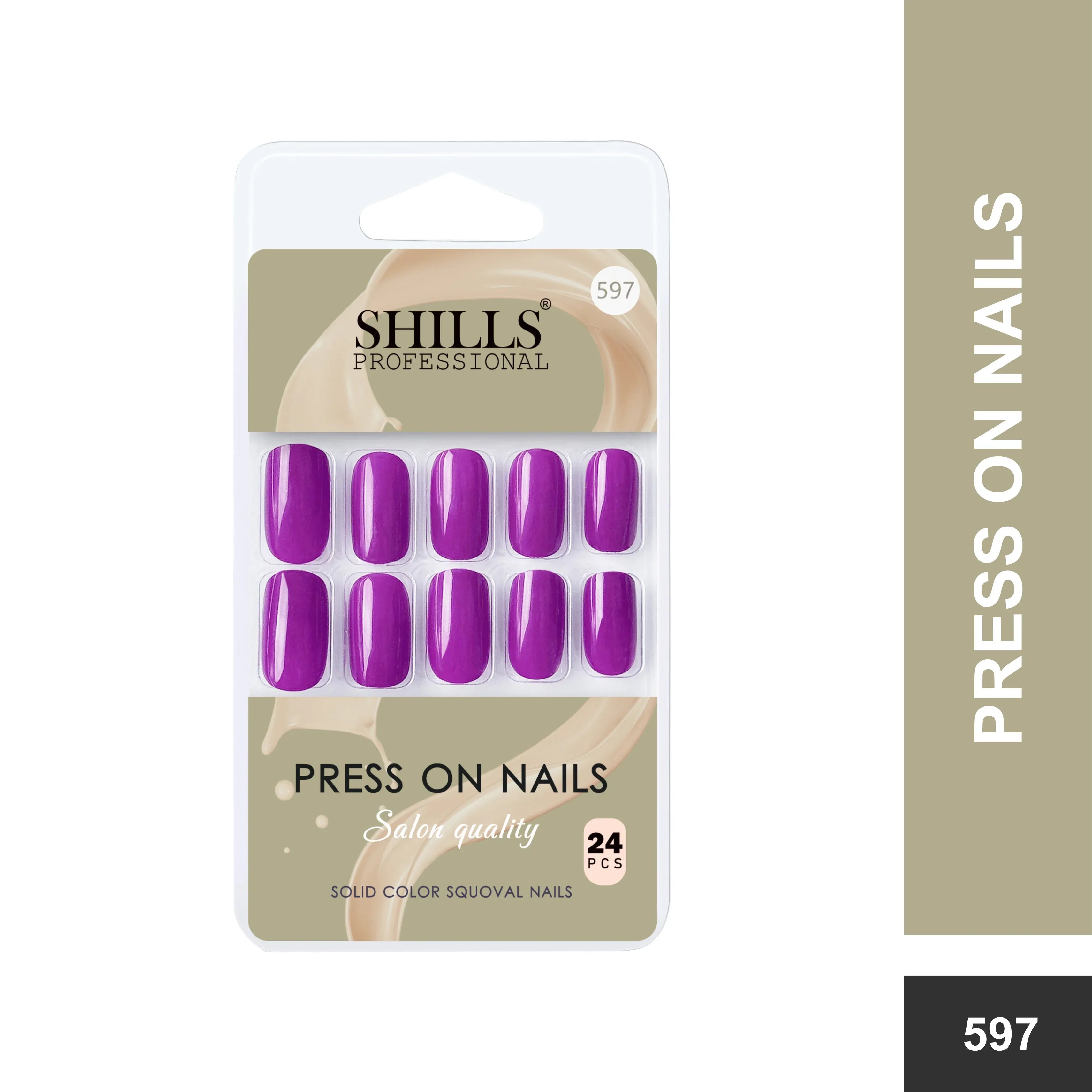 Glossy Solid Color Nails Square(SPN579-SPN604) - Shills Professional