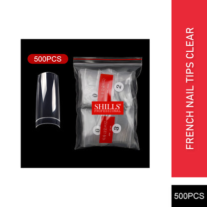 PKT 500pcs French Square Nail Tips Clear CLR